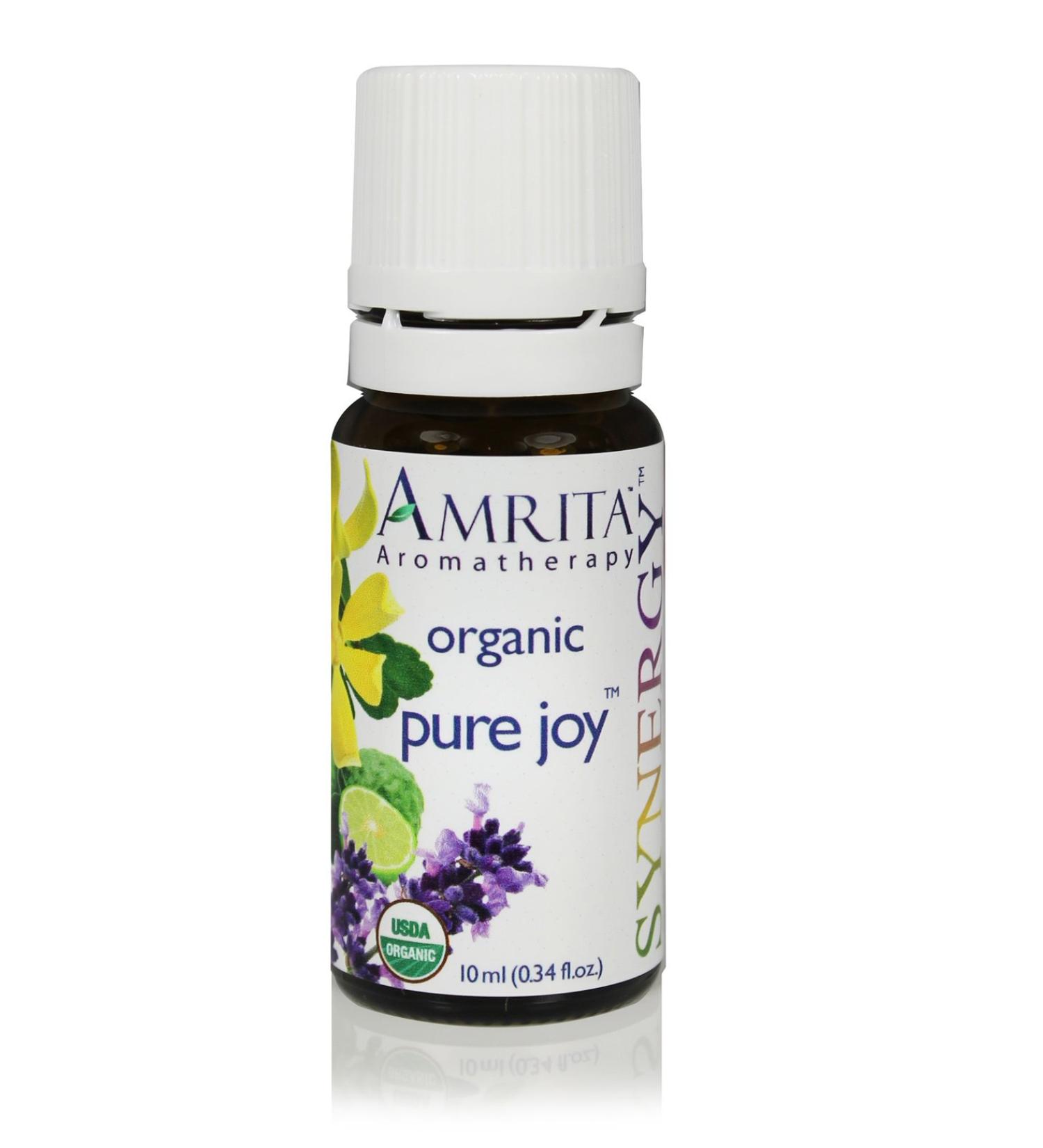 AMRITA Aromatherapy: Pure Joy Synergy Essential Oil Blend - USDA Certified Organic Essential Oil Blend of Bergamot Ylang ylang Extra Lavender Extra & Pink Grapefruit- Pure & Undiluted -Size: 60ML