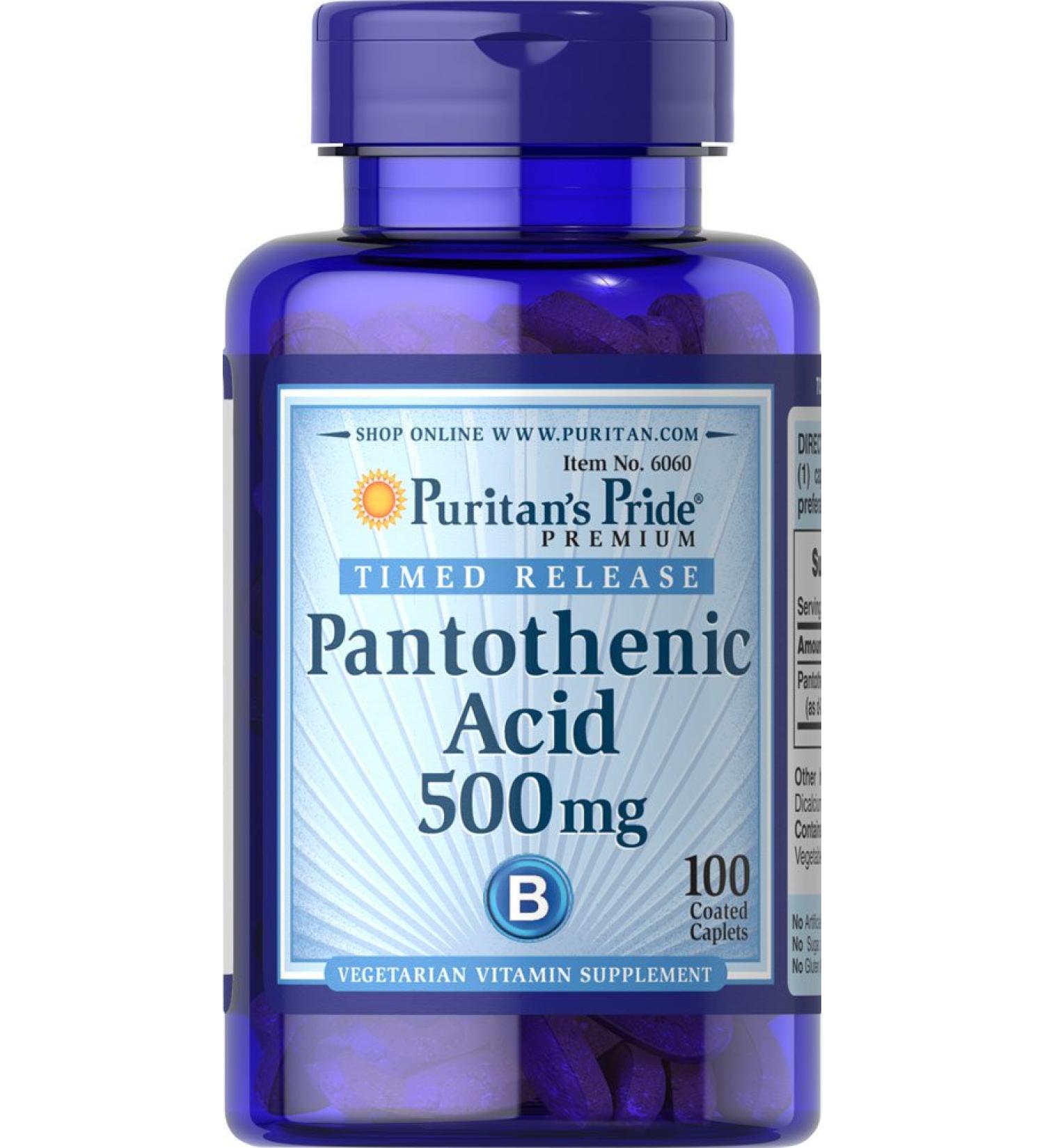 Puritan's Pride Pantothenic Acid 550mg - Rapid Release Formula - Buy Online on GoSupps.com