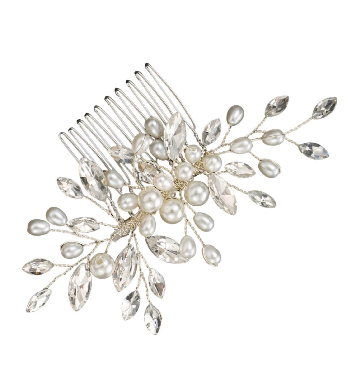 DOITOOL Bridal Headwear Bridal Side Comb Side Hair Comb Hair Pin Hair Comb for Bridal Bun Hair Comb Bridal Hair Comb Decorative Hair Comb Hair Clip Bride Pearl White Wedding Wig - Buy Online on GoSupps.com