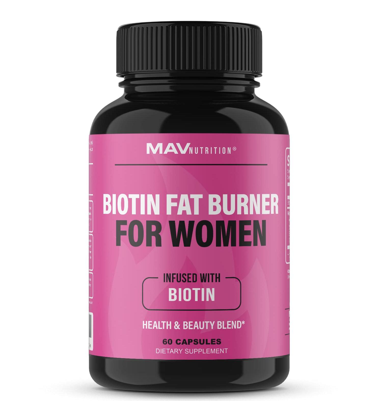 Biotin Fat Burners for Women | 5000mcg Biotin Weight Loss Diet Pills with Apple Cider Vinegar & Green Tea Extract | Gluten Free Non-GMO Vegetarian | 60 Count - Buy Online on GoSupps.com
