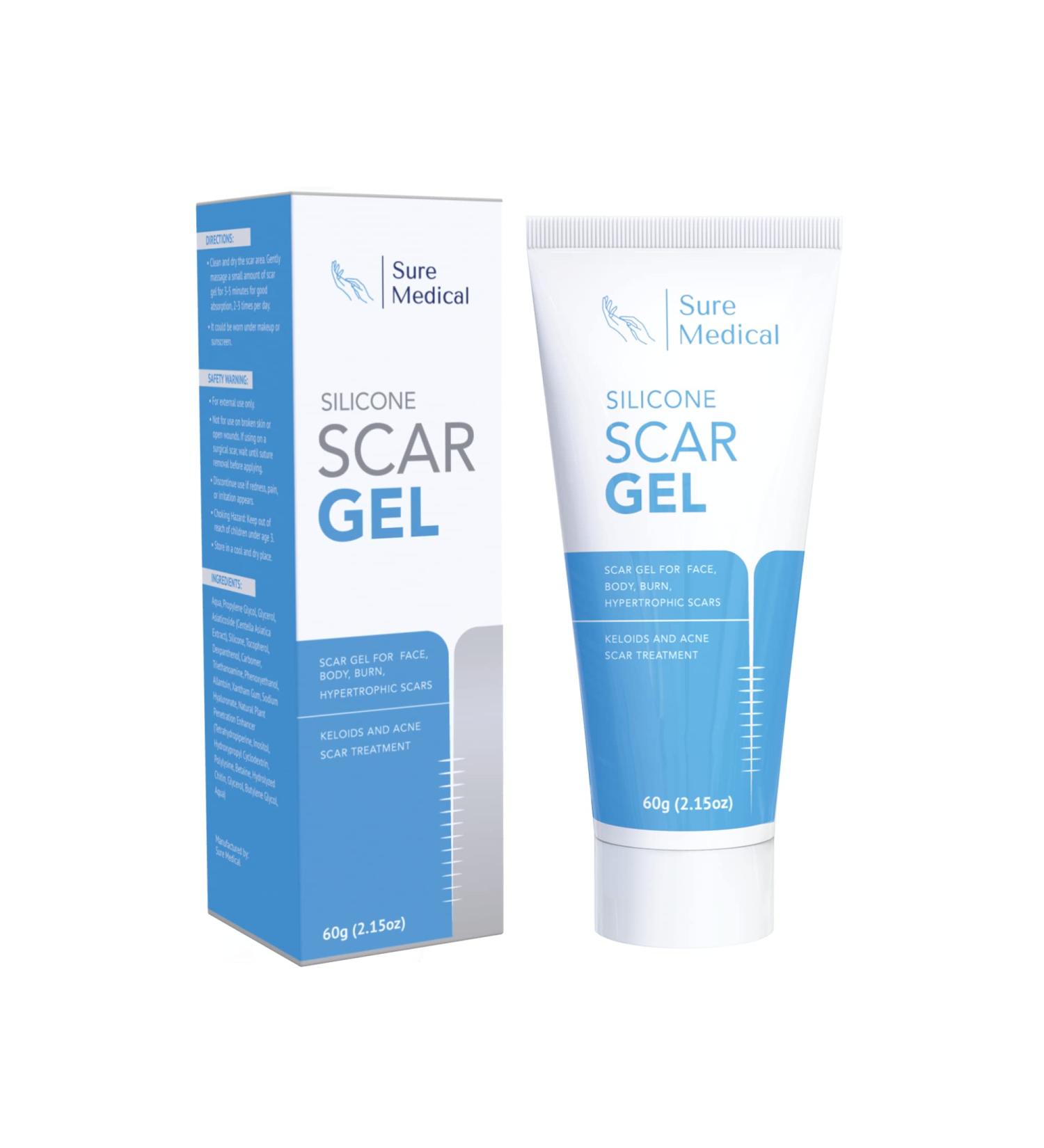 Sure Medical Advanced Silicone Scar Gel 60g - Ideal for Keloid & Acne Scars - Non-Greasy Formula for New & Old Scars - Buy Online on GoSupps.com