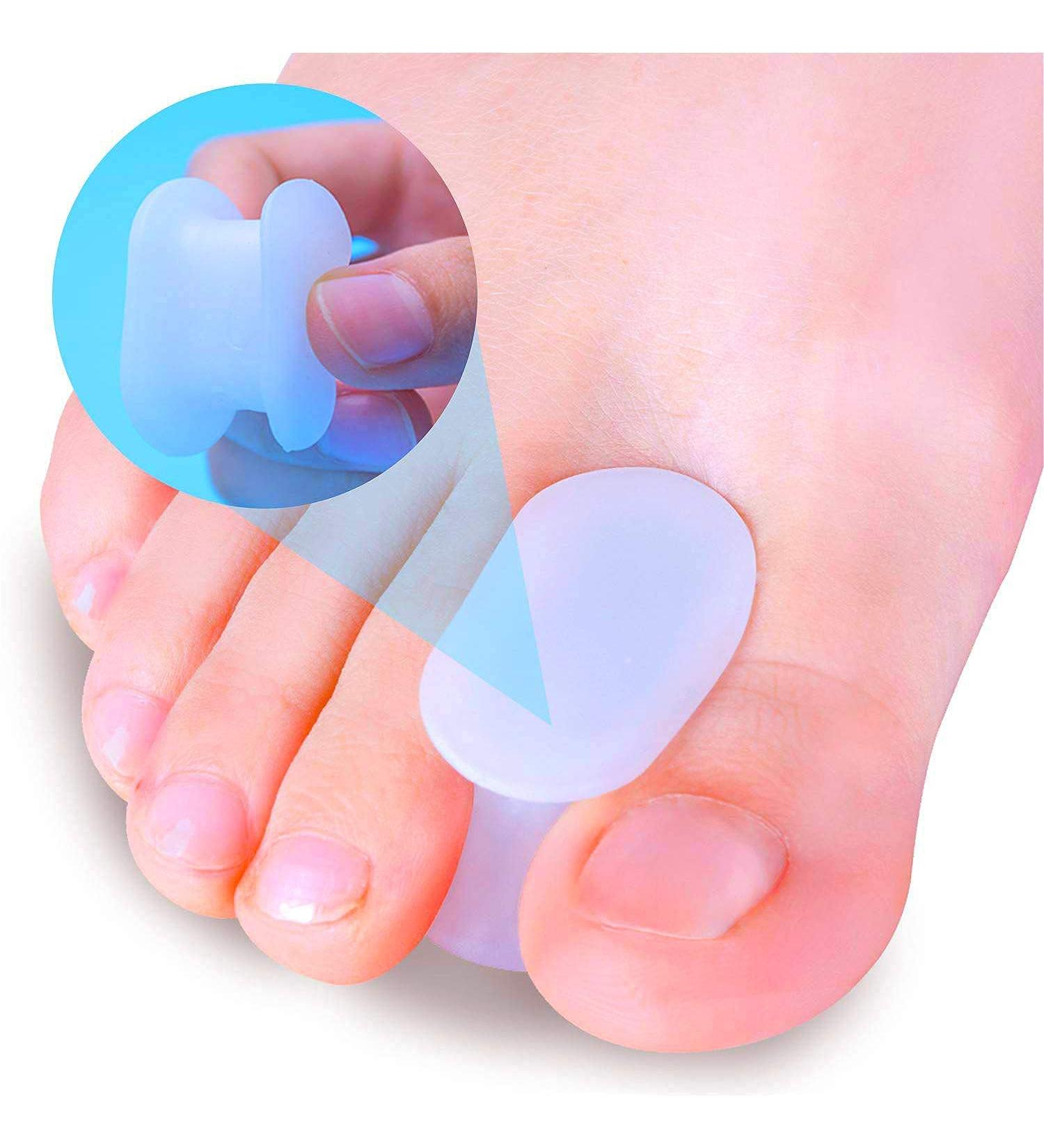 PrettSole 2 Pairs Silicone Toe Separators for Bunion Relief - 1/2 Thick Spacer Pads for Big Toe Correction & Pain Relief - Buy Online on GoSupps.com