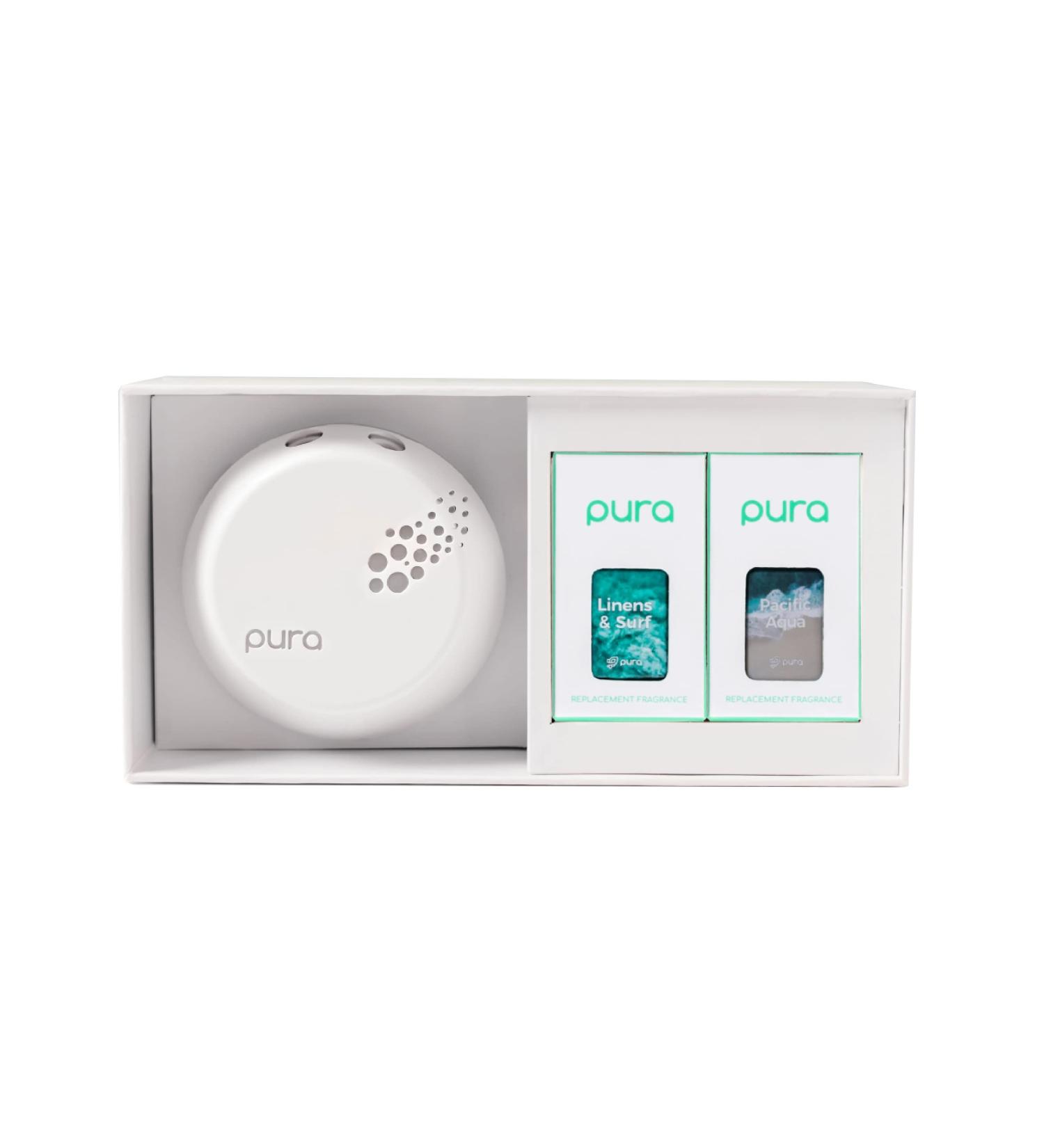Pura Smart Fragrance Diffuser Set with Linens & Surf and Pacific Aqua Refills - Buy Online on GoSupps.com