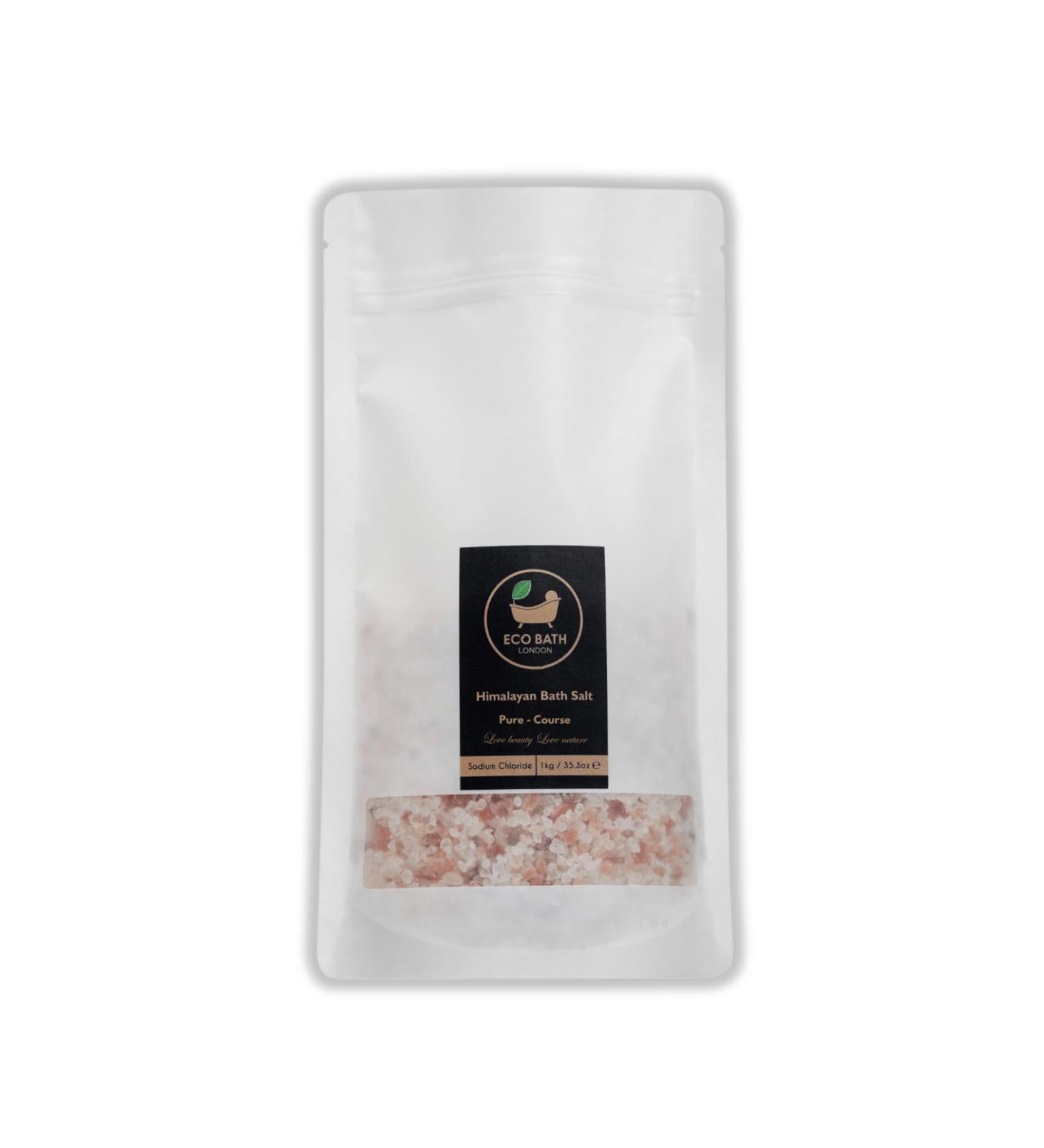 Eco Bath London Himalayan Bath Salt Coarse Plain 1KG - Pure Pink Himalayan Salt for Bath Relaxation and Skin Care - Buy Online on GoSupps.com