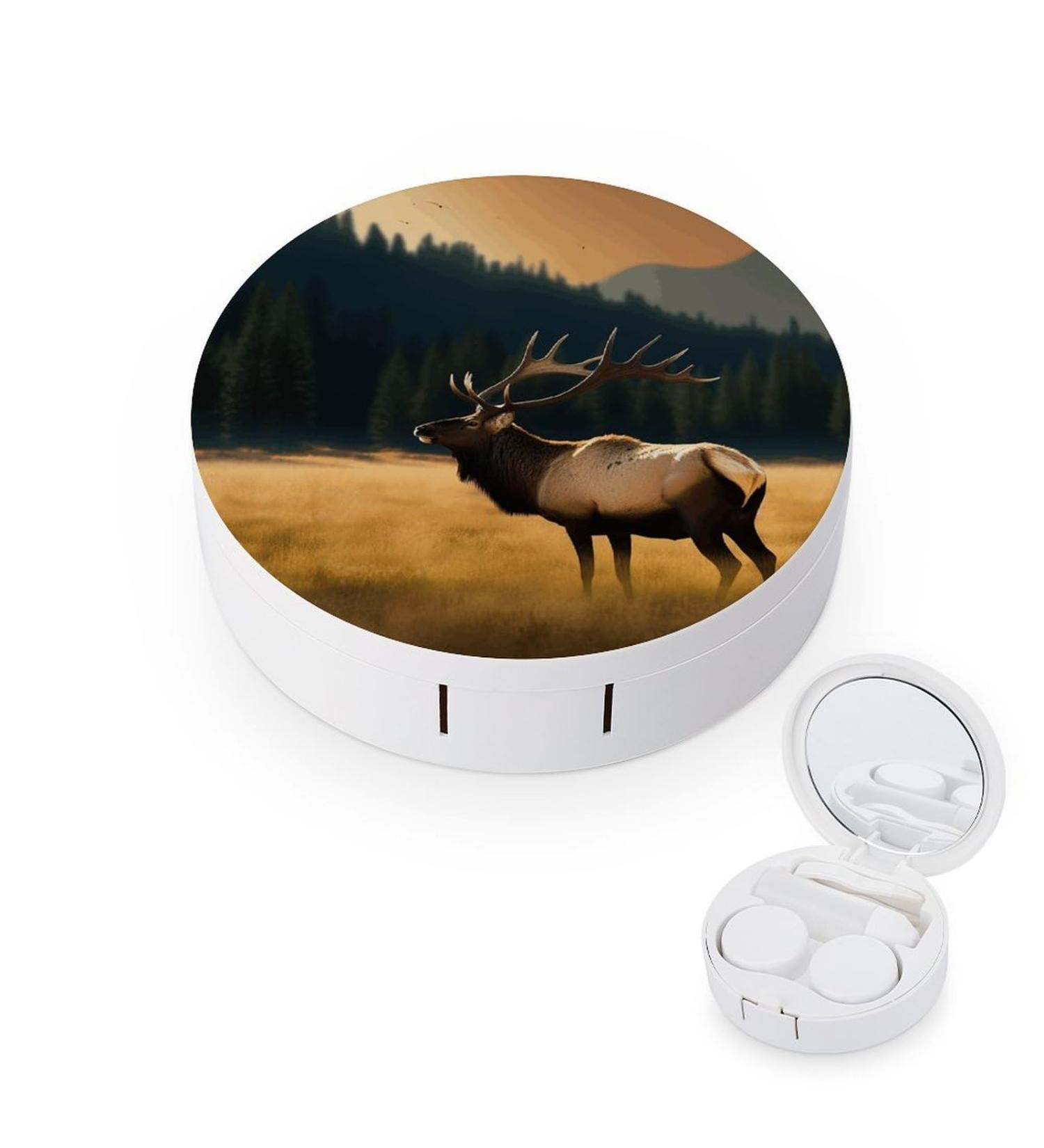 Elk in The Meadow Print Contact Lens Case - Travel & Care Box | Durable Plastic Lens Holder - Buy Online on GoSupps.com