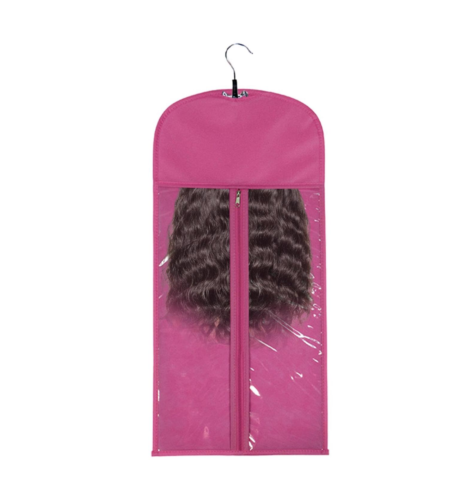 Vriusi Wig Bag with Hanger | Hair Extension Storage Hair Travel Extensions Bag with Hanger Hair Extension Storage Bag Portable Wig Bag for Store Style Human Hair Hot Pink - Buy Online on GoSupps.com