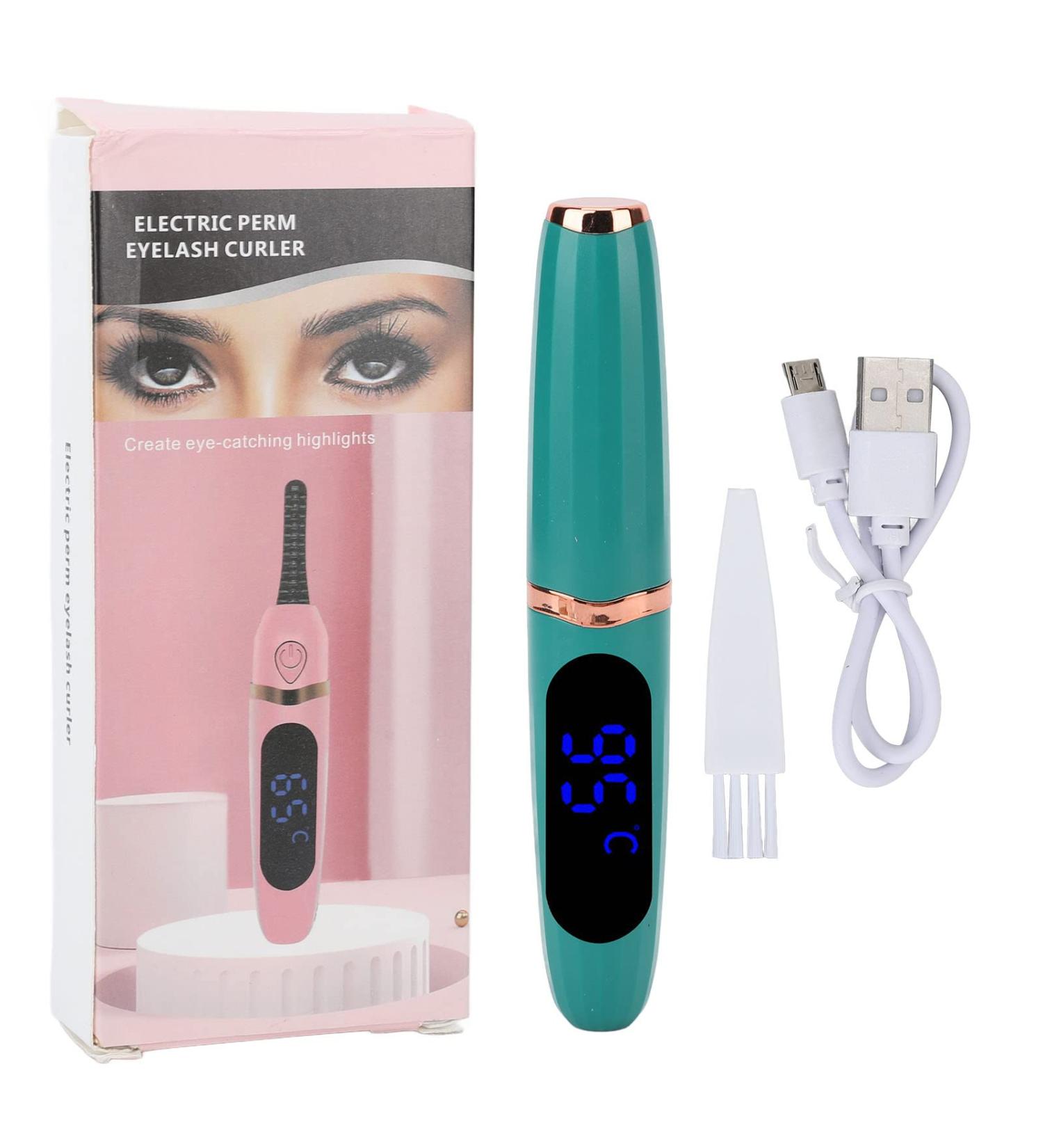 Verdant Touch Electric Eyelash Curler Heated Eyelash Curler USB Fast Charging Fast Heating Digital Display Temperature Electric Eyelash Curler Green - Buy Online on GoSupps.com