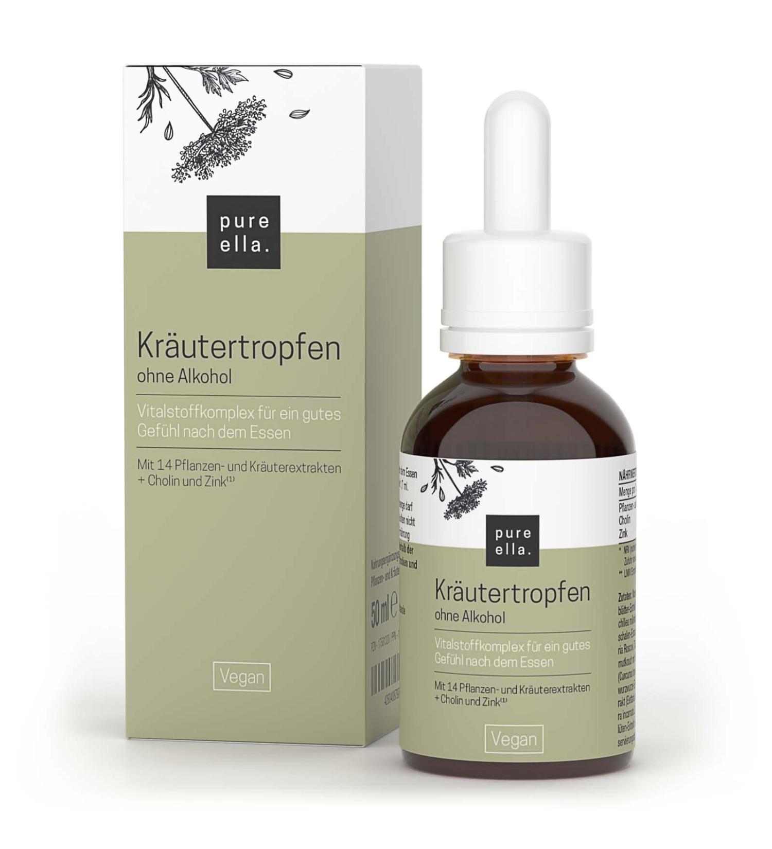 Pure Ella Herbal Drops - Alcohol-Free Dietary Supplements with Plant Extracts Zinc & Choline for Metabolism - 50 ml - Buy Online on GoSupps.com