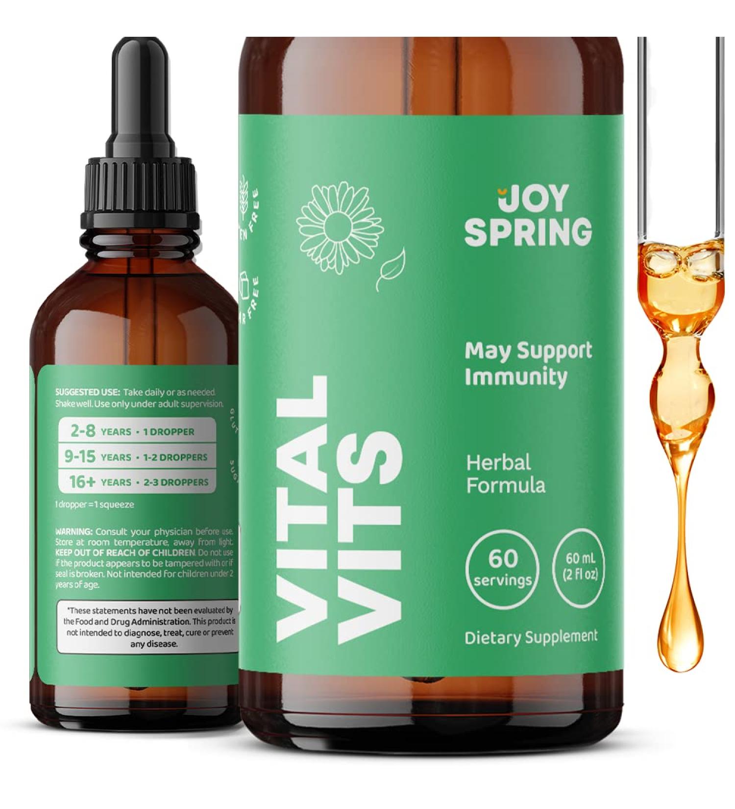 Vital Vits Kids Immune Support Daily Multivitamin with Burdock Root & Elderberry - Liquid Drops 2oz - Buy Online on GoSupps.com