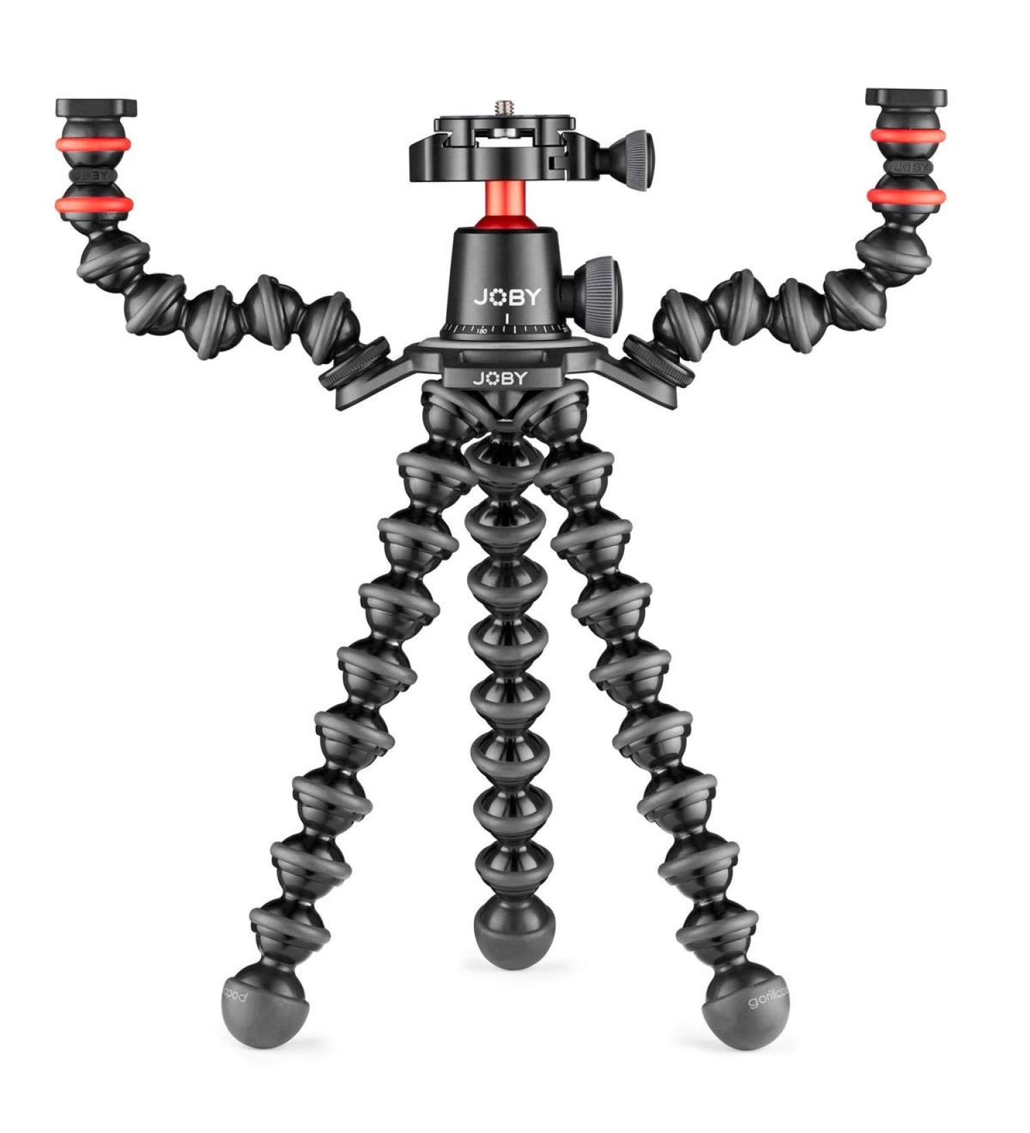 Joby Gorillapod 3K Pro Rig, Includes Stand, BallHead with QR Plate & 2 Arms, 6.Lb Load Capacity, Black/Charcoal/Red