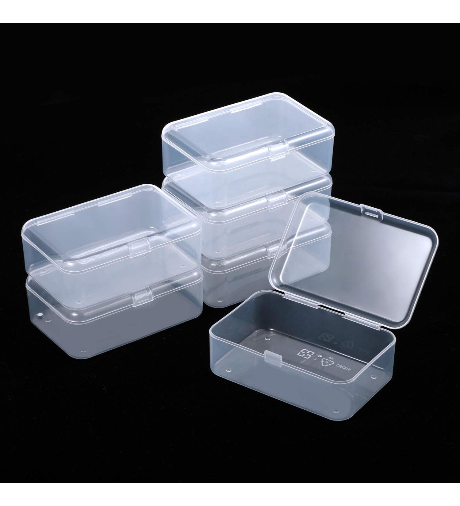 ISKYBOB 6 Pack Small Plastic Storage Containers - Clear Rectangle Organizer Case for Crafts & Bobby Pins (3.7x2.4in) - Buy Online on GoSupps.com