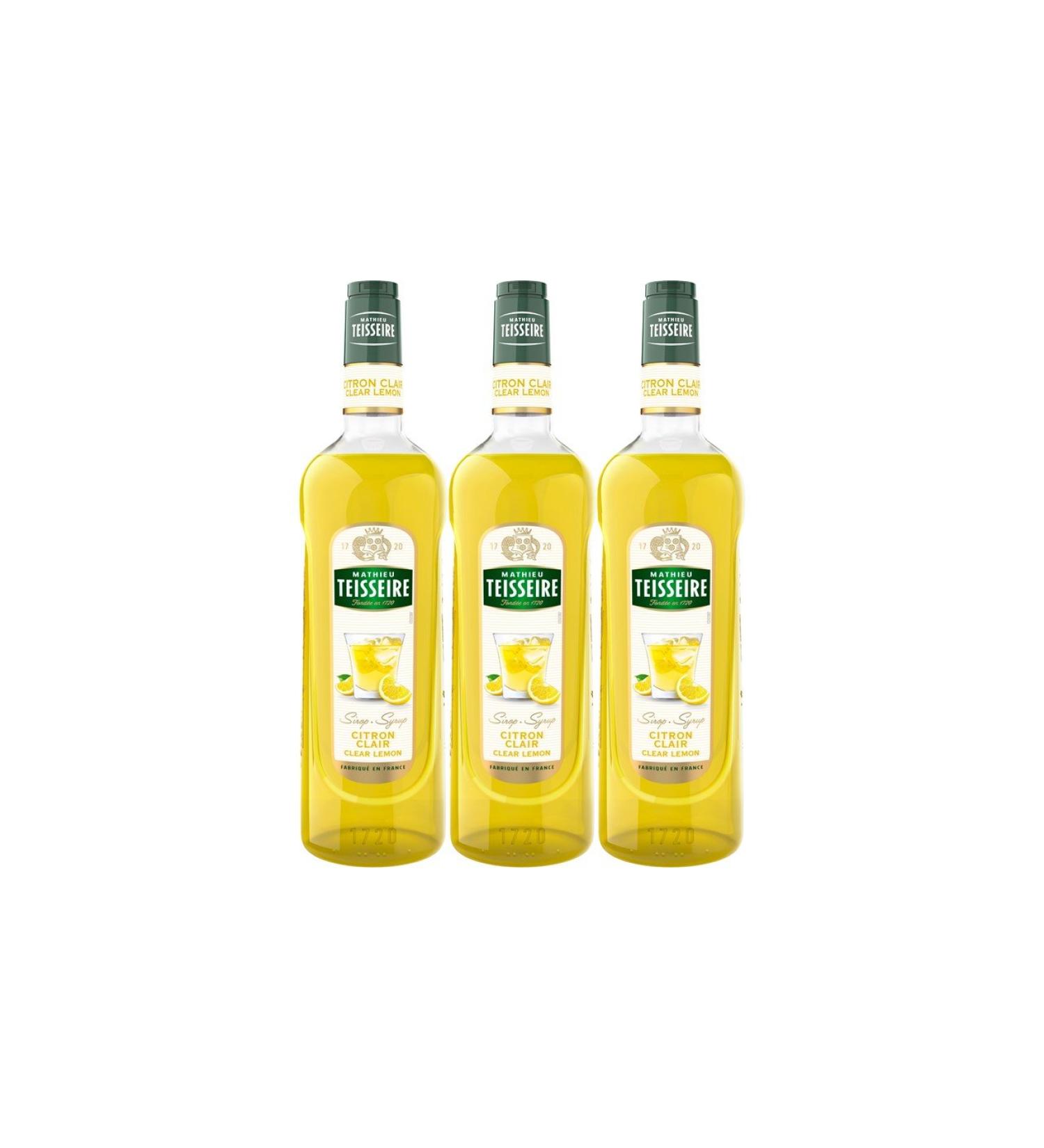 Mathieu Teisseire Citron Clair Syrups for Drinks Cocktails with or without Alcohol Beer Soda 3 x 1L Bottles - Buy Online on GoSupps.com