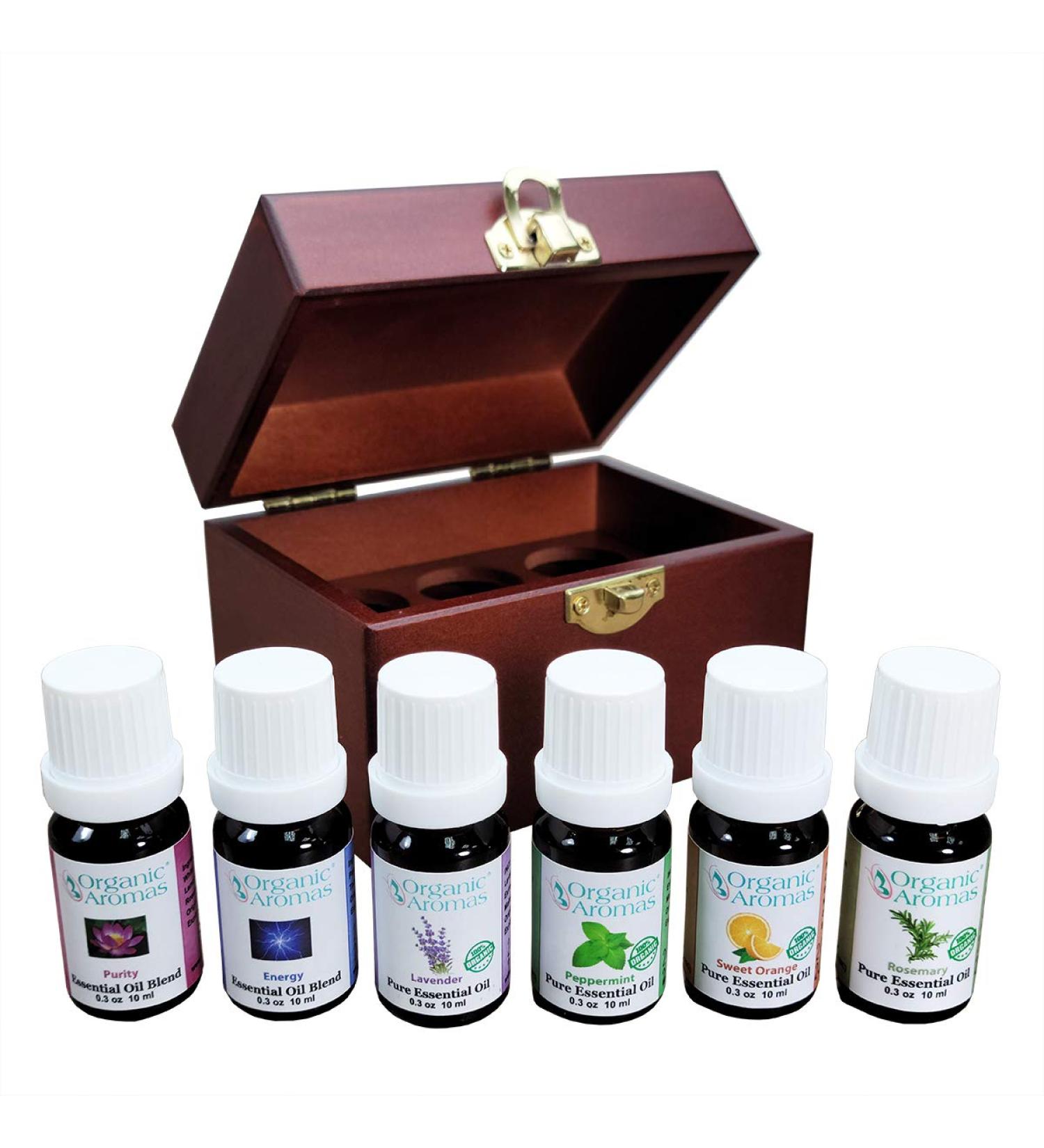 Favorites Sampler Wooden Box - 6 100% Pure Essential Oils for Aromatherapy | Therapeutic Grade | International Shipping - Buy Online on GoSupps.com