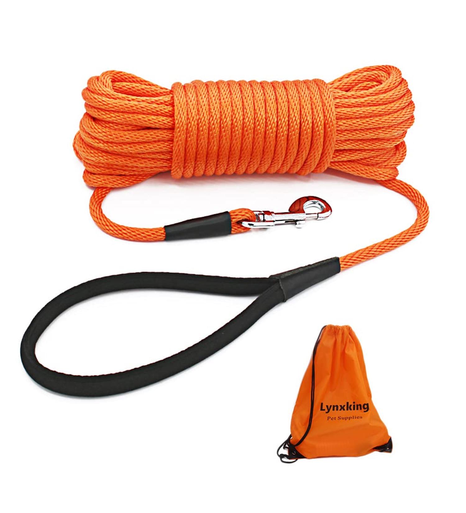 Lynxking Reflective Dog Leash - 15m Training Line with Carabiner Hook for Small Medium & Large Dogs - Durable Nylon Rope in Orange - Buy Online on GoSupps.com