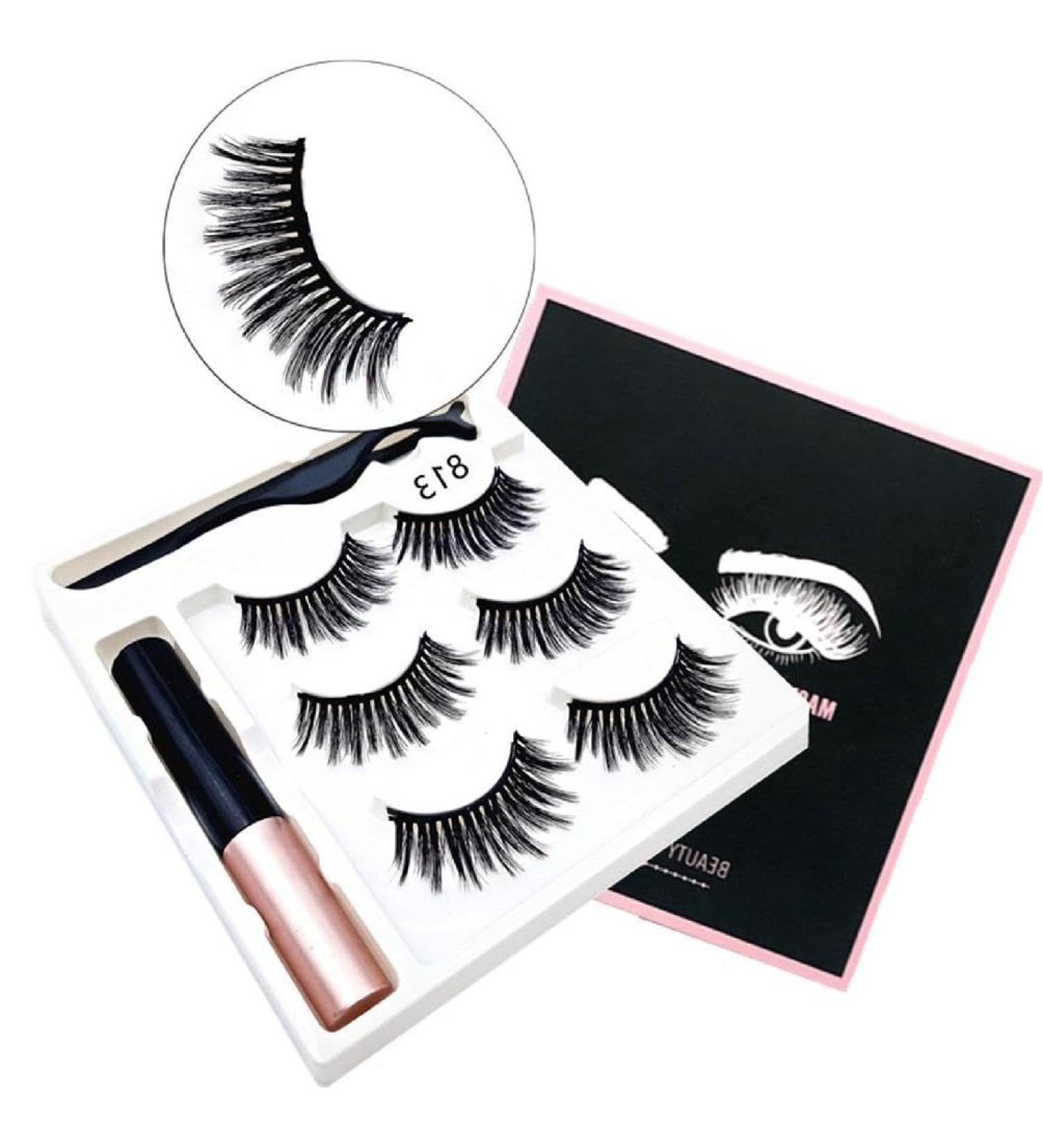 Magnetic Eyelashes And Eyeliner Kit 3 Pairs Reusable Magnetic Lashes With Eyeliner 3D Natural Look False Eyelashes Magnetic Eyelashes Natural Looking Lashes - Buy Online on GoSupps.com