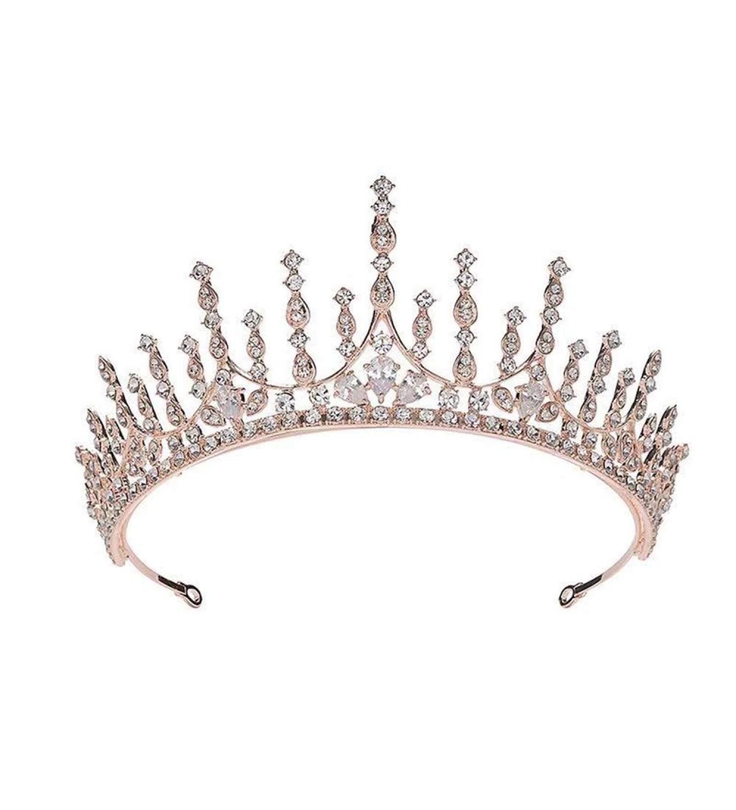 Silver Rose Gold Princess Crystal Tiara Crown | Elegant Headbands for Women - Ideal for Birthday, Wedding, Prom - Buy Online on GoSupps.com