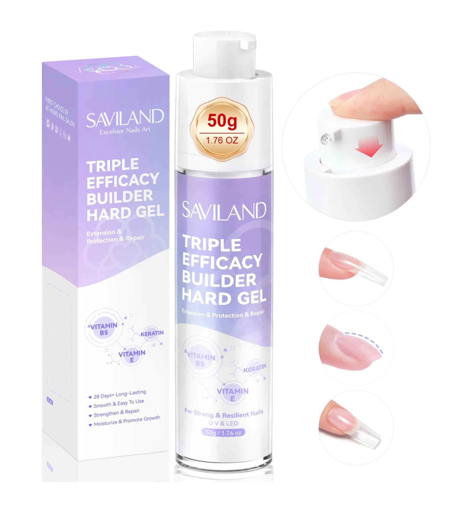 SAVILAND Clear Builder Nail Gel - 50g Thickening Strengthener with Vitamin E & B5 for Nail Repair | Hard Gel for Thin & Damaged Nails | Innovative Pressing Bottle - Buy Online on GoSupps.com