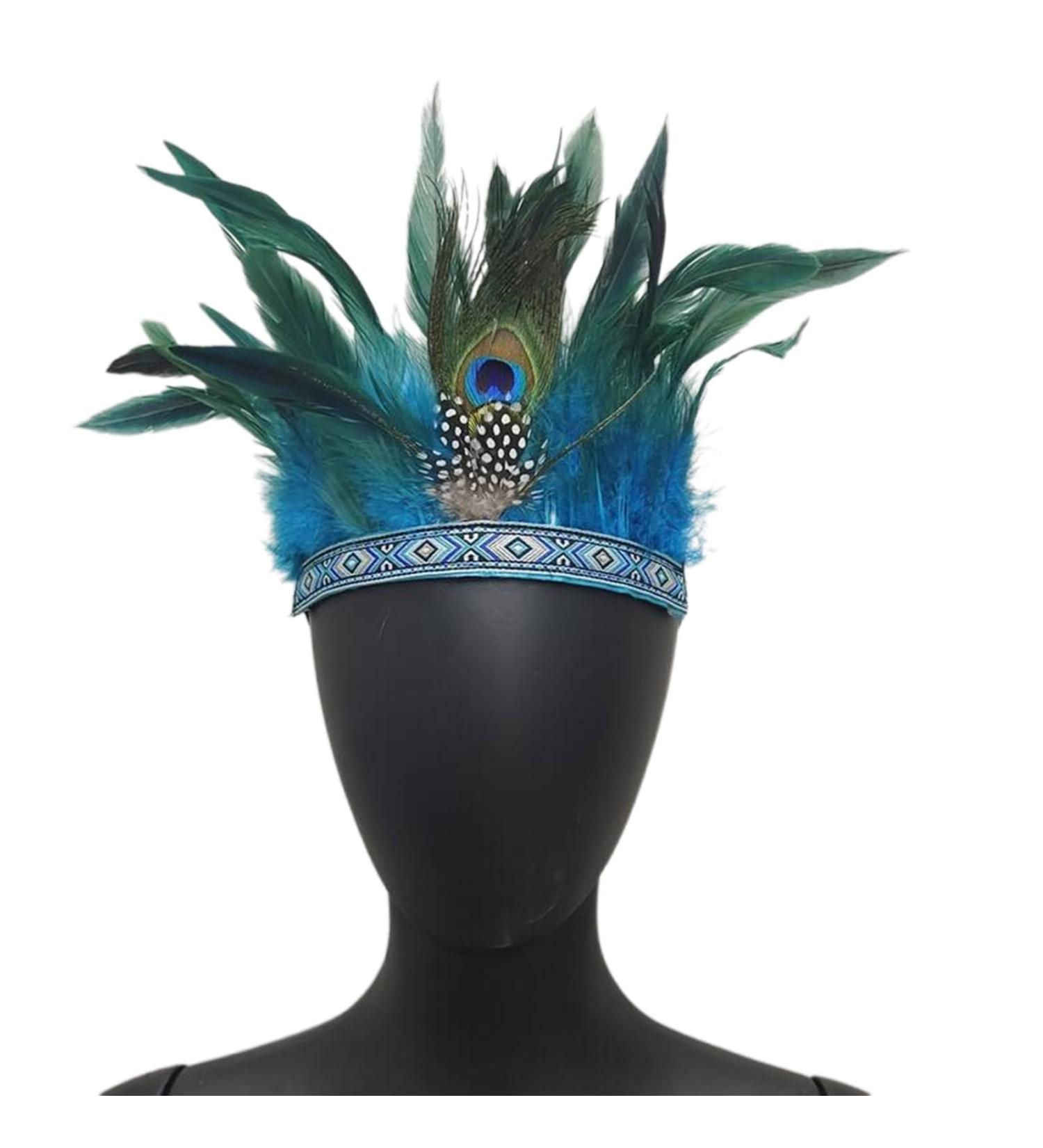 amangul Carnivals Party Headband for MardiGras Festival Holiday Adult Feather Hairband Role Play Stage Headwear(Lake Blue Adult) - Buy Online on GoSupps.com