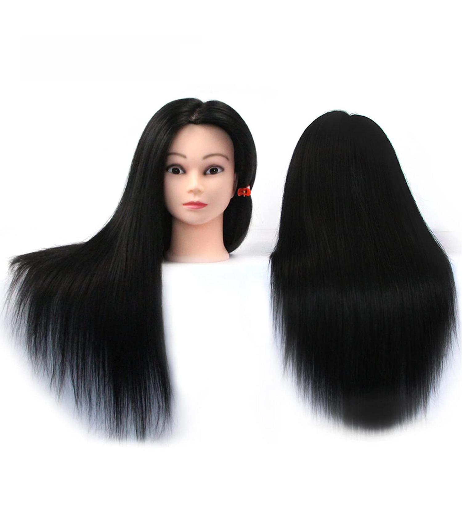 Mr.LQ Training Head - Real Hair Hairdressing Practice Head for Stylists | Black Wig Head for Hairdresser Training - Buy Online on GoSupps.com