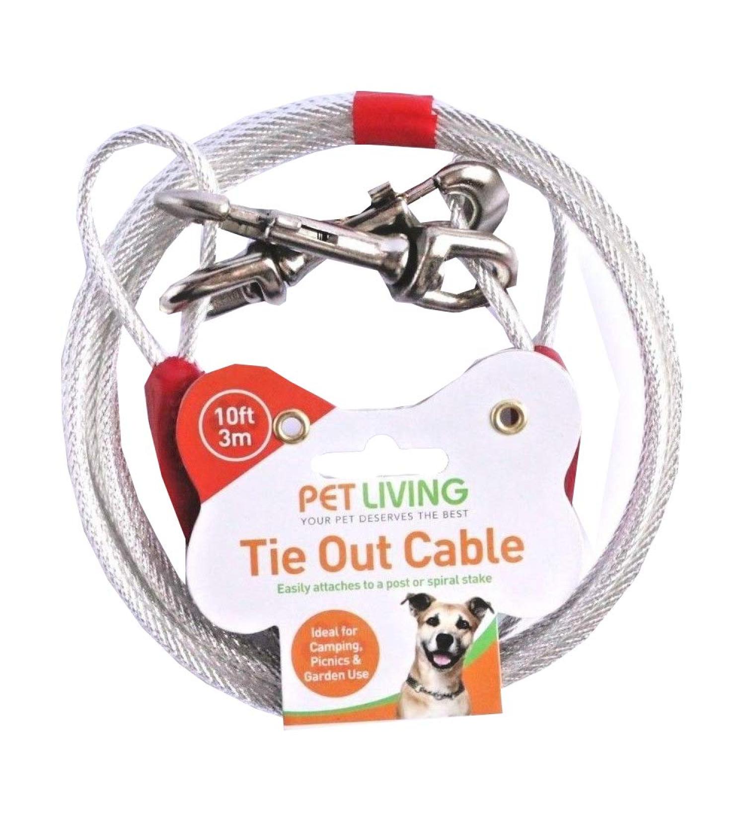 TIE OUT CABLE FOR DOGS STEEL STRONG CABLE CAMPING PICNIC GARDENING CABLE STRONG WIRE SILVER COLOUR AVAILABLE IN 10 20 30 FEET (10 FEET 3 METER)