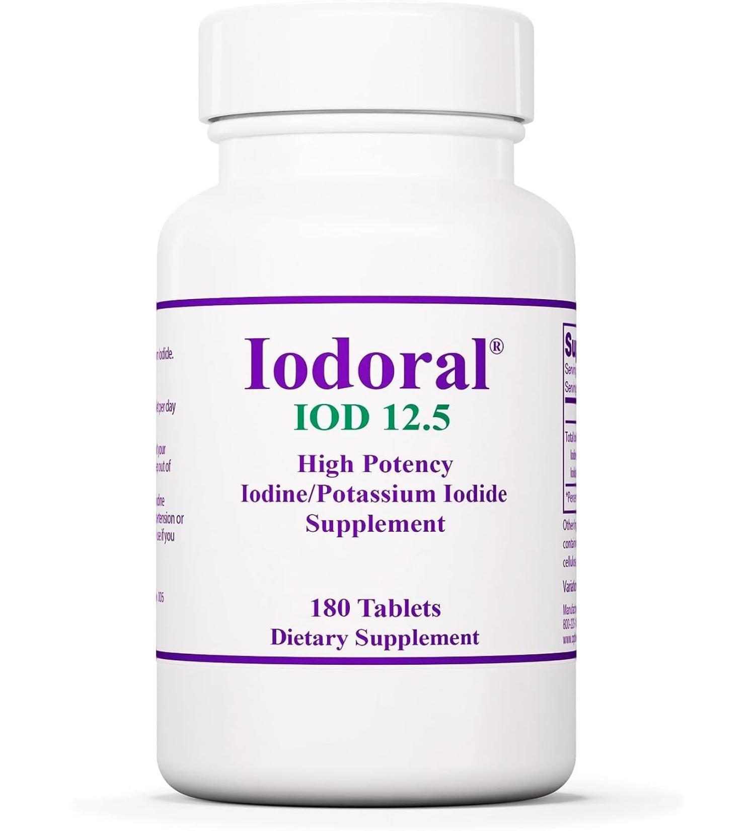 Iodoral 12.5 mg - High Potency Lugol Solution Iodine Supplement - Energy & Thyroid Support - 180 Tablets - Buy Online on GoSupps.com
