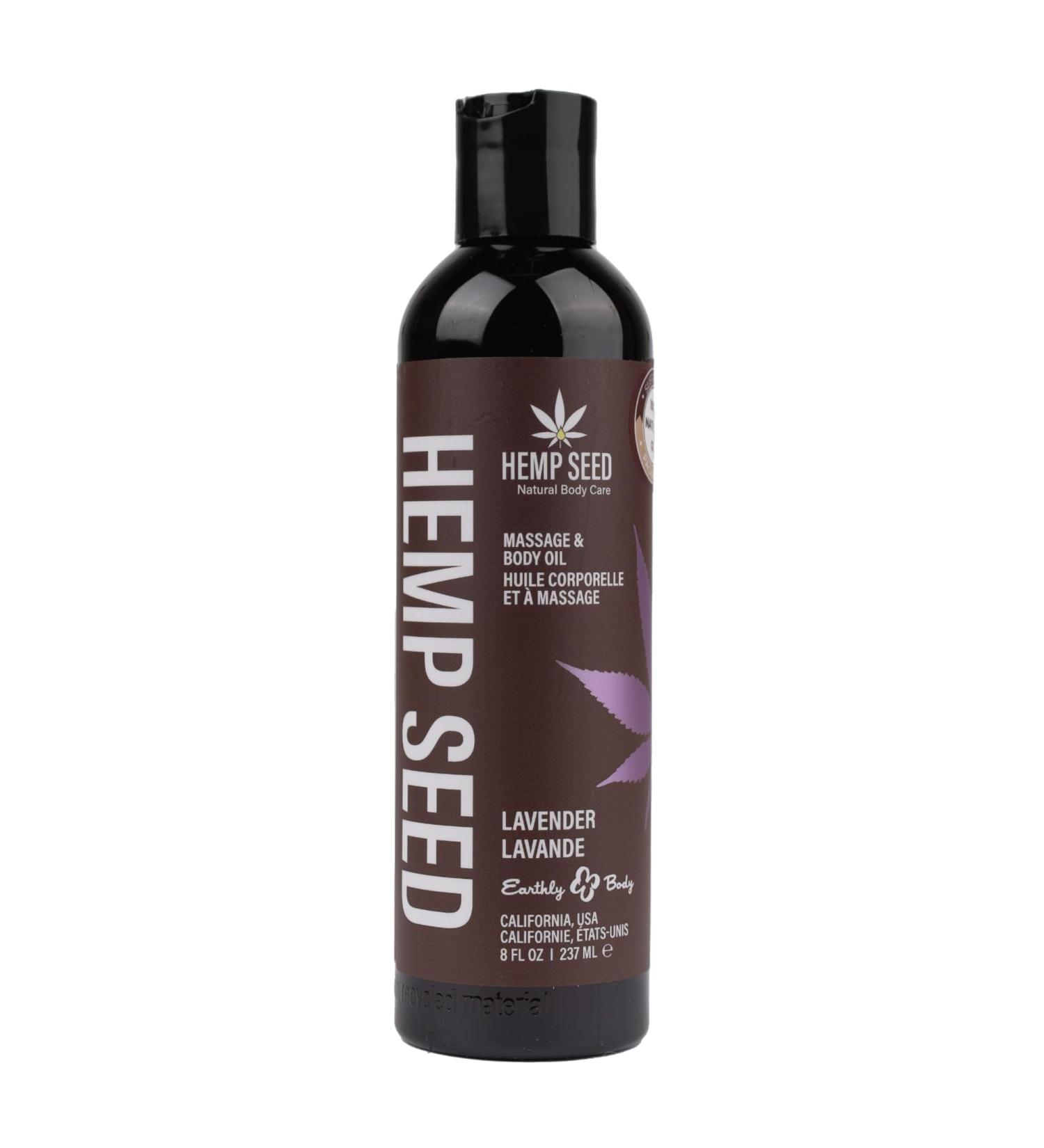 Hemp Seed Massage & Body Oil - Nourishing Vegan Oil with Apricot & Almond - 8 fl. oz. - Moisturizing & Cruelty Free Lavender - Buy Online on GoSupps.com