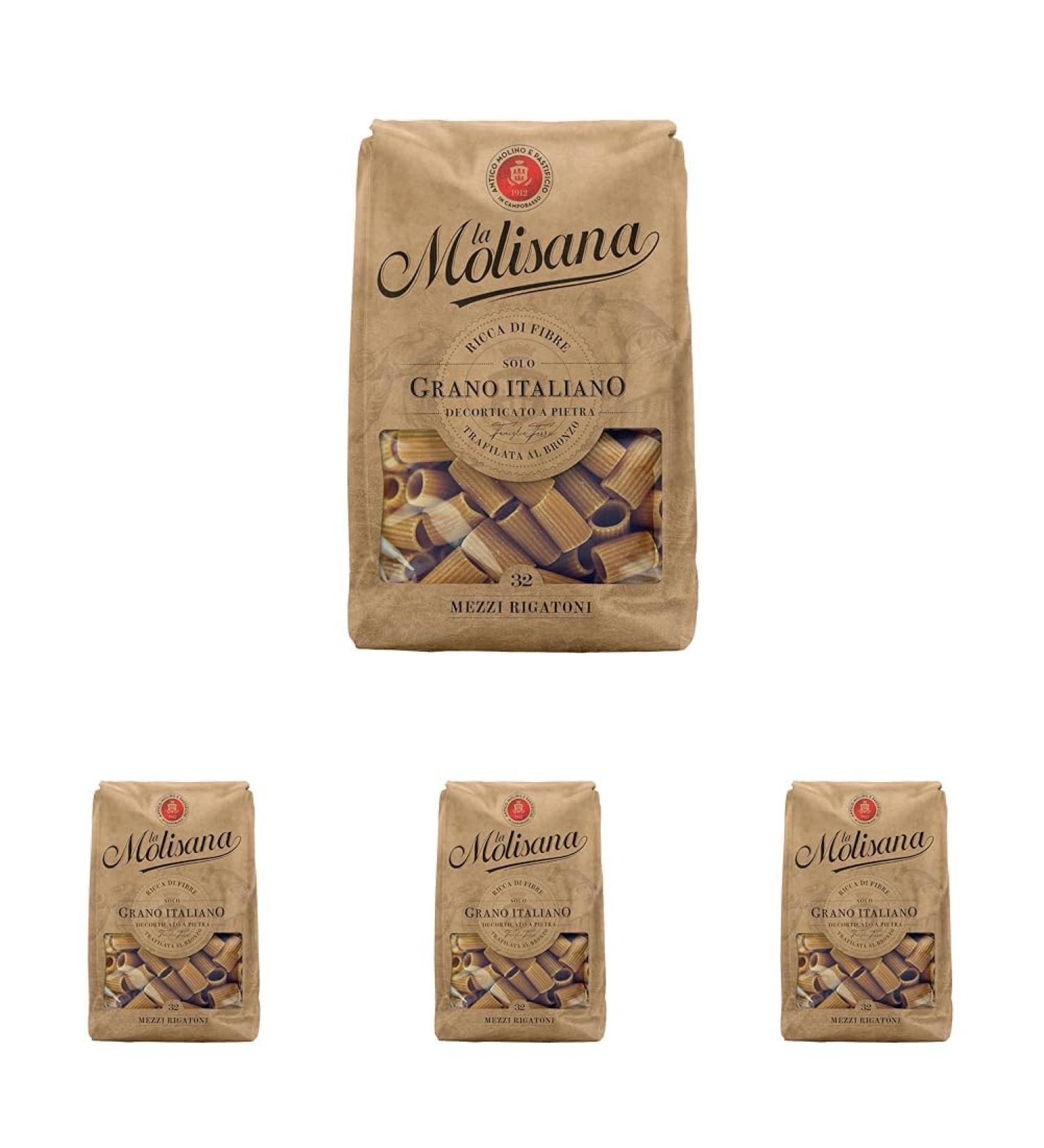La Molisana No.32 Mezzi Rigatoni Integrali Wholewheat Pasta 500g (Pack of 4) Pack of 4 No.32 Mezzi Rigatoni - Buy Online on GoSupps.com