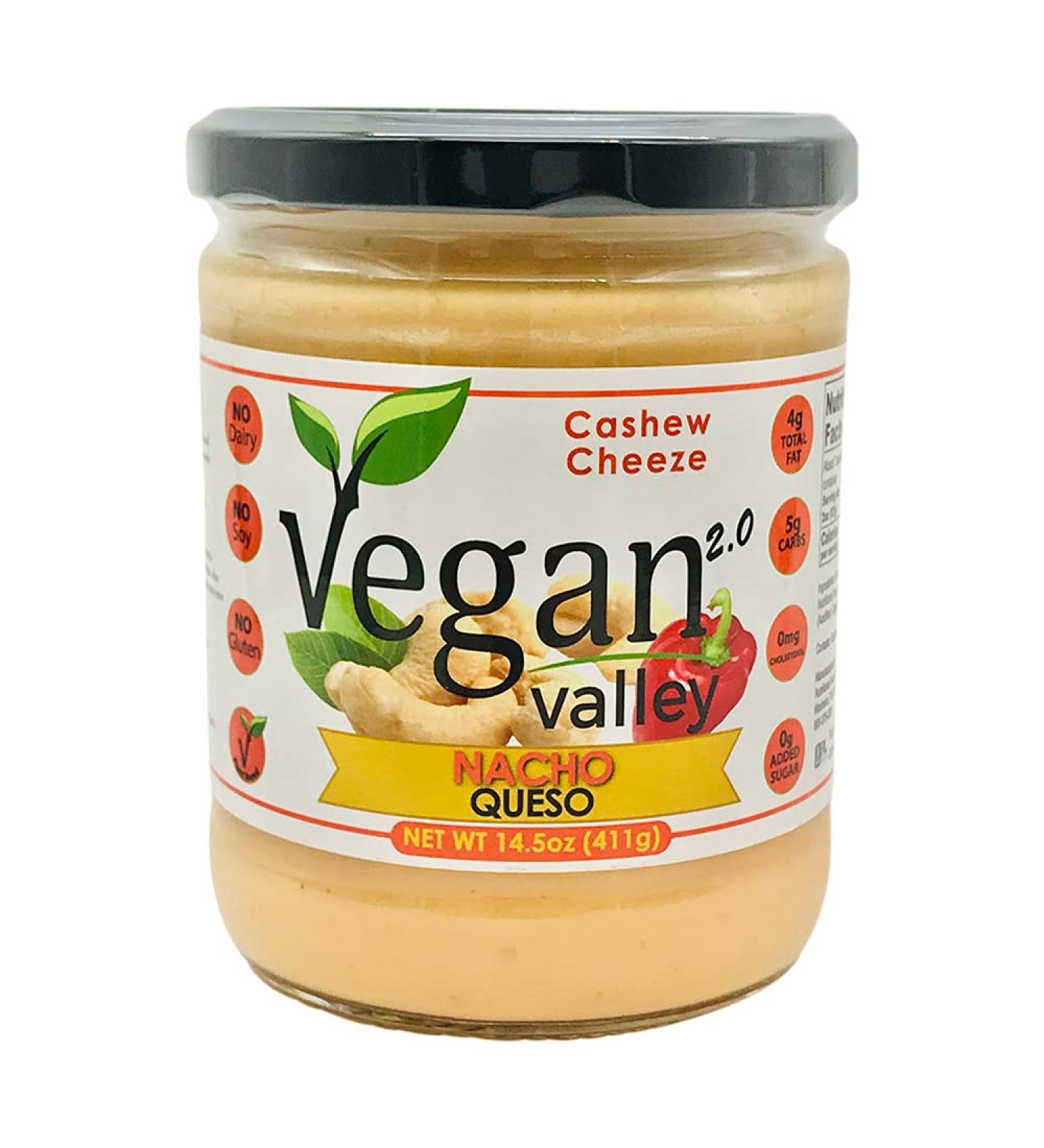 VEGAN VALLEY Cashew Nacho Cheeze Sauce 14.5 oz - Gluten-Free Dairy-Free Plant-Based - Tangy Vegan Nacho Dip & Pasta Sauce - Buy Online on GoSupps.com