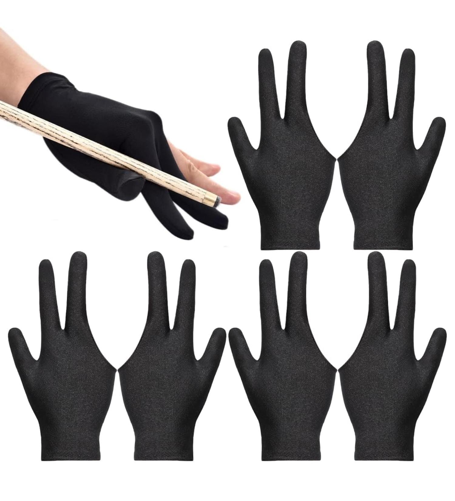 NHPY 6-Piece Billiard Gloves Set - Unisex Stretchy Three Finger Snooker Cue Gloves for Optimal Performance - Buy Online on GoSupps.com