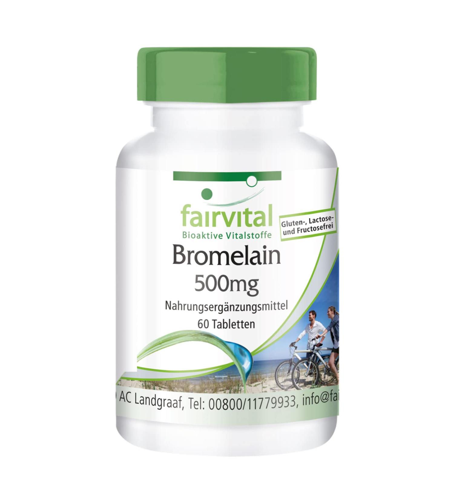 Buy Fairvital Bromelain 500mg - High Dose Vegan Pineapple Enzyme - 1200 FIP - 60 Tablets | International Shipping Available - Buy Online on GoSupps.com