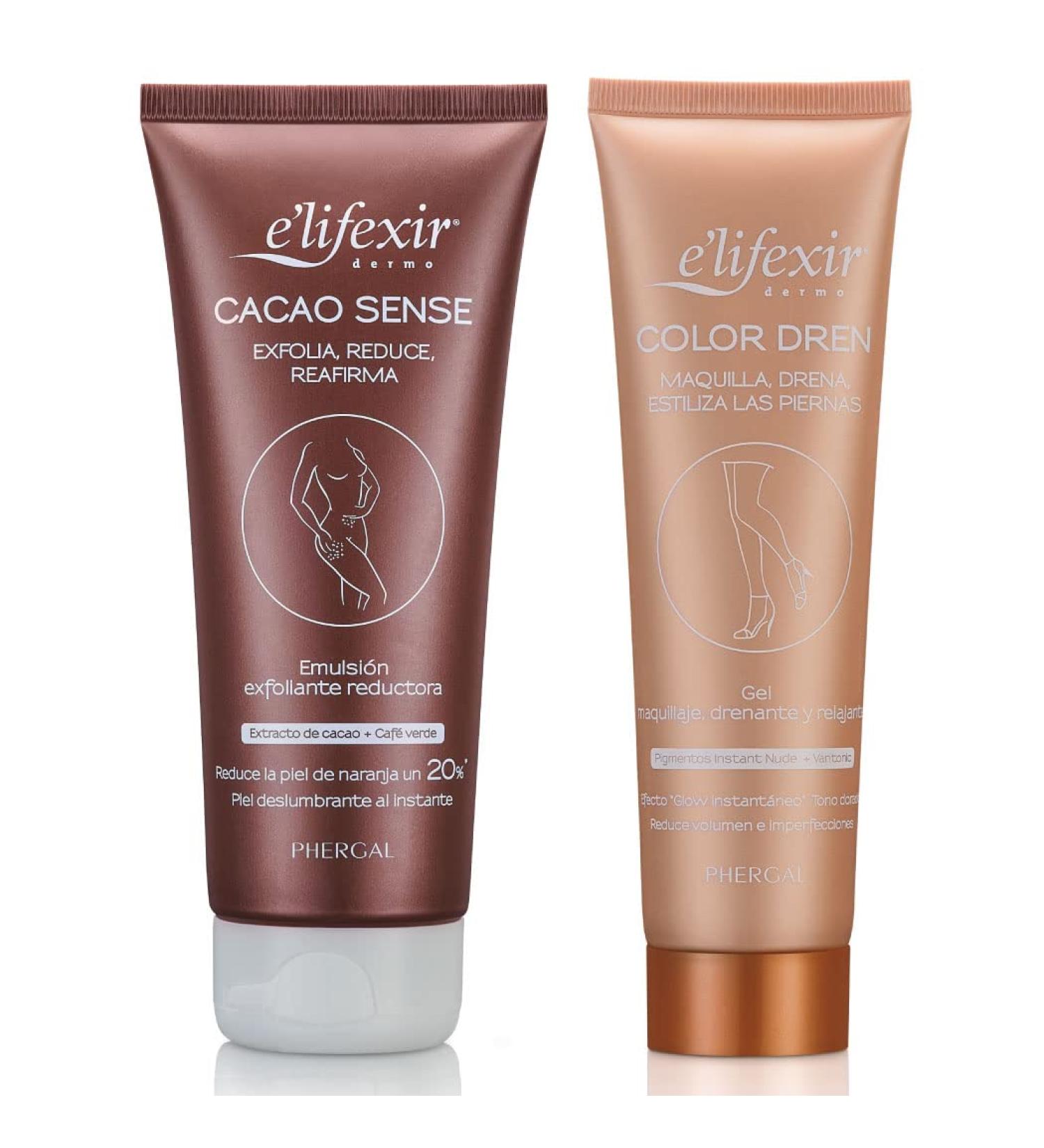 Elifexir 2 Pack: Cacao Sense & Color Dren - Reducing Creams Body Peeling & Tightening | Skin Tanning & Makeup | 200ml & 150ml - Buy Online on GoSupps.com