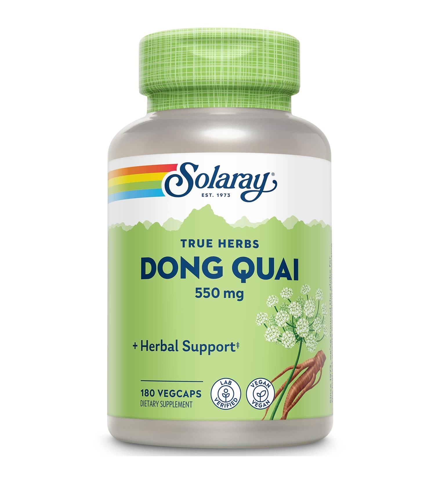 Solaray Dong Quai Root 550mg | Women's Health Supplement | Menstrual & Menopausal Support | Non-GMO Vegan | 180ct - Buy Online on GoSupps.com