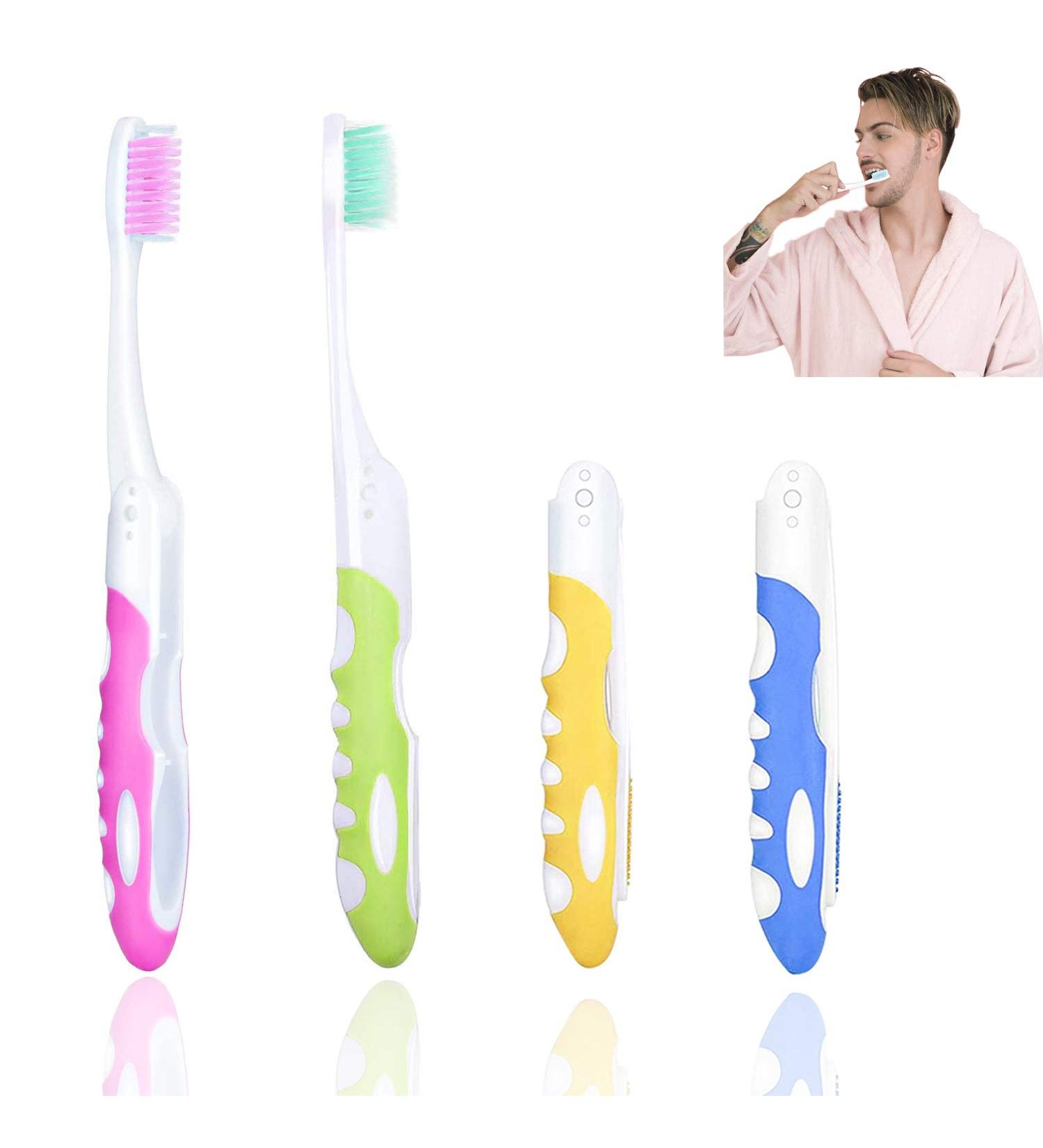 4 Foldable Travel Toothbrushes - Portable Soft Bristle Toothbrushes for Sensitive Gums | Travel Essentials - Buy Online on GoSupps.com
