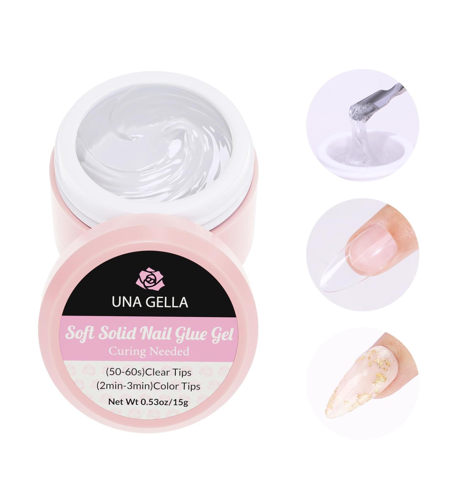 UNA GELLA Solid Nail Glue - Strong Adhesive for Press On Nails 15g Hard Gel for Acrylic Extensions - UV Curing Required | Fast International Shipping - Buy Online on GoSupps.com