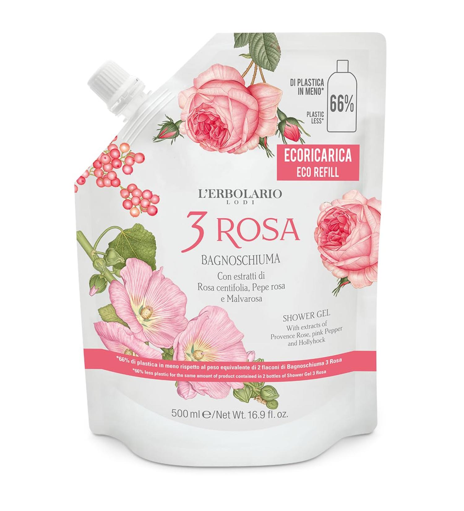 L'Erbolario Richpap Foaming Bath 3 Rosa 500 ML 66% Plastic IN Less - Buy Online on GoSupps.com