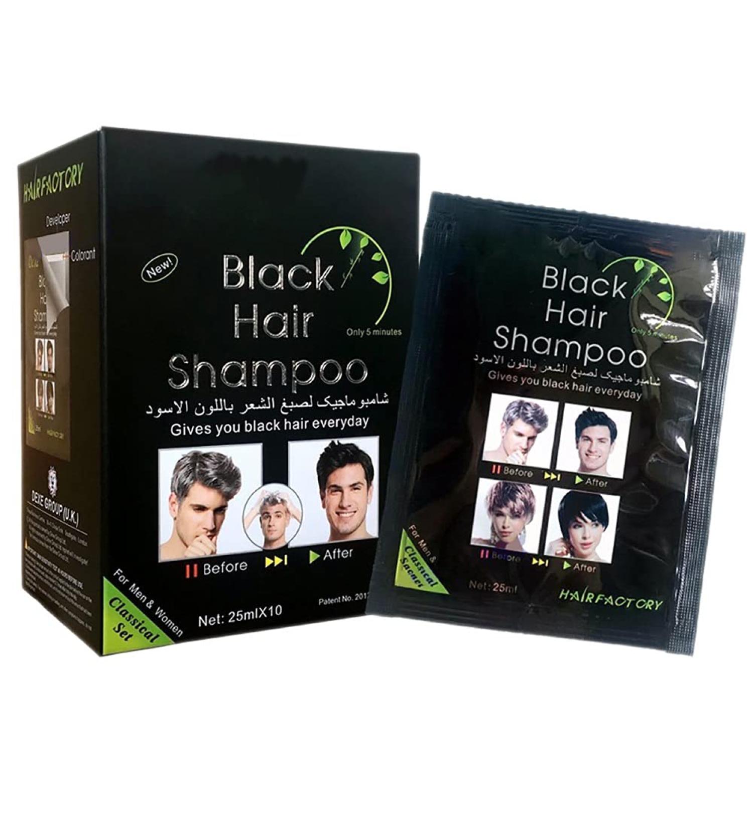Reddhoon 10 Pcs Black Hair Shampoo Instant Black Hair Dye for Men Women Temporary Hair Dye Natural Ingredients Easy to Use Last 30 Days - Buy Online on GoSupps.com