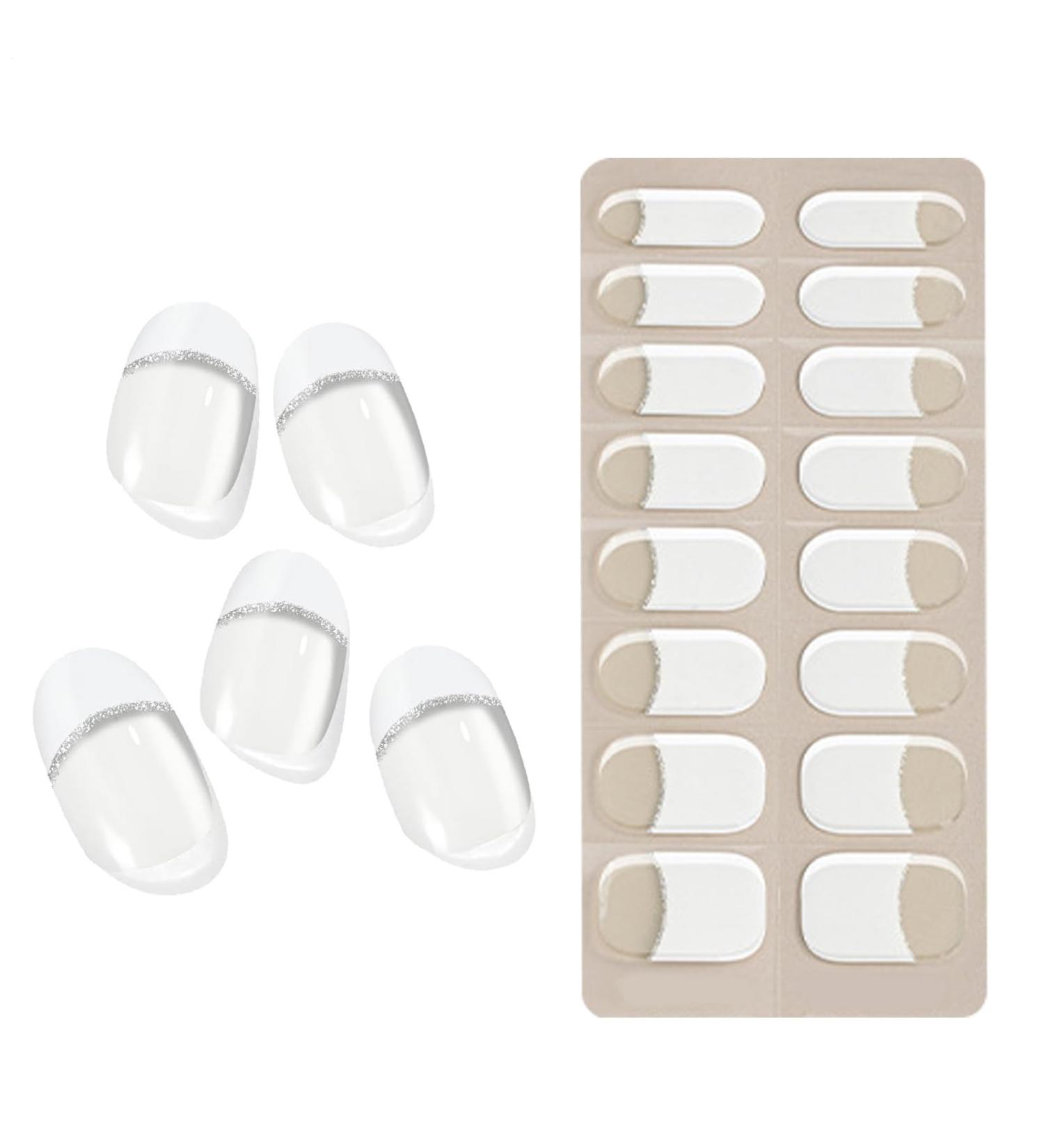  Generisch Semi-cured gel nails semi-cured gel manicure stickers gel nail films French tip nail strips gel nail films that work with UV light for - Buy Online on GoSupps.com