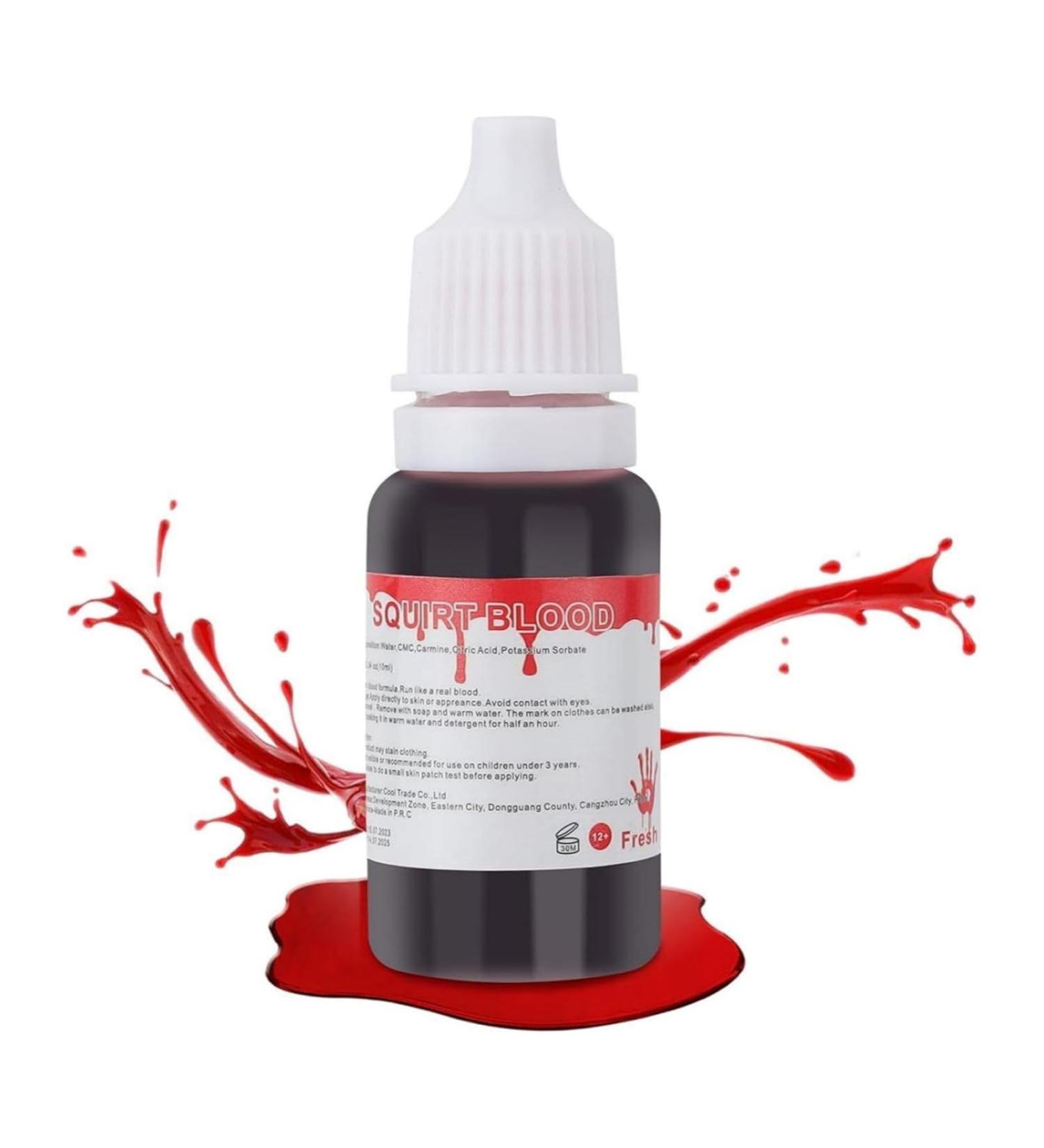 Realistic Fake Blood Makeup 0.35oz - Dripping Liquid for Halloween & Cosplay - Washable Vegan & Cruelty-Free - Buy Online on GoSupps.com