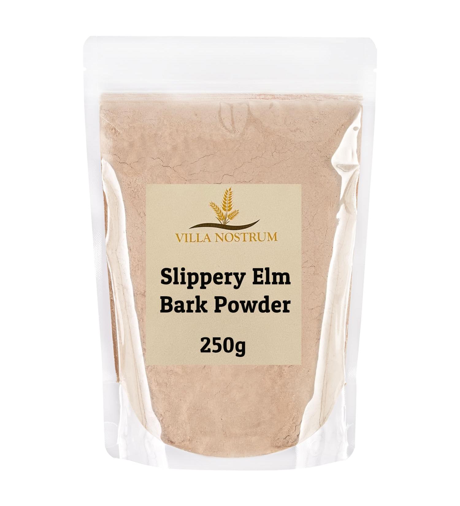 Slippery Elm Bark Powder 250g (Inner Bark) by Villa Nostrum Digestive Health Support Helps Soothe The Throat and Coughing No Irradiated - Buy Online on GoSupps.com