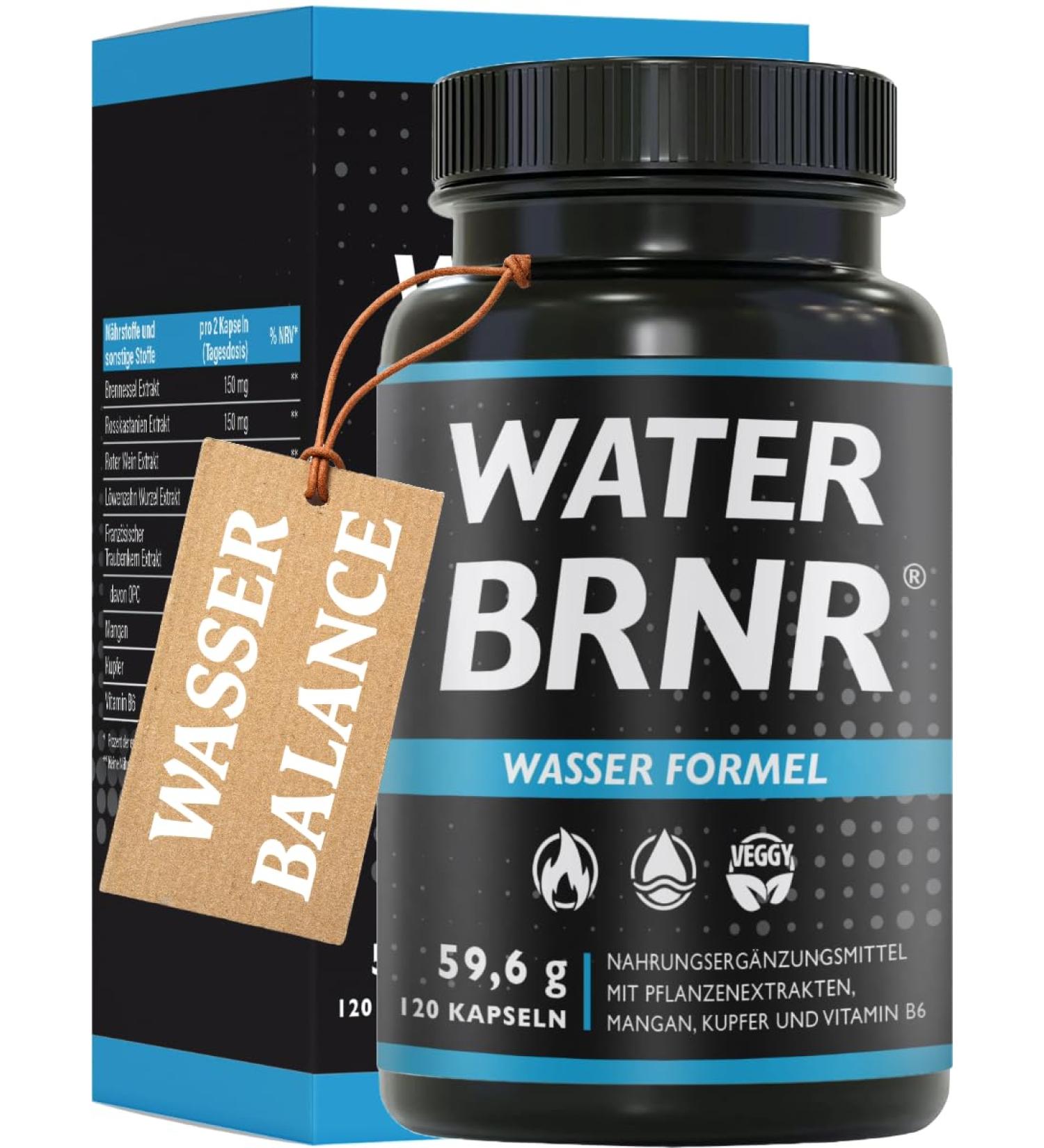 Water Brnr 5-in-1 Water Balance & Metabolism Formula - Vitamin B6 Nettle Extract Copper Horse Chestnut - 120 Capsules | Natural Diuretic for Healthy Weight Management - Buy Online on GoSupps.com