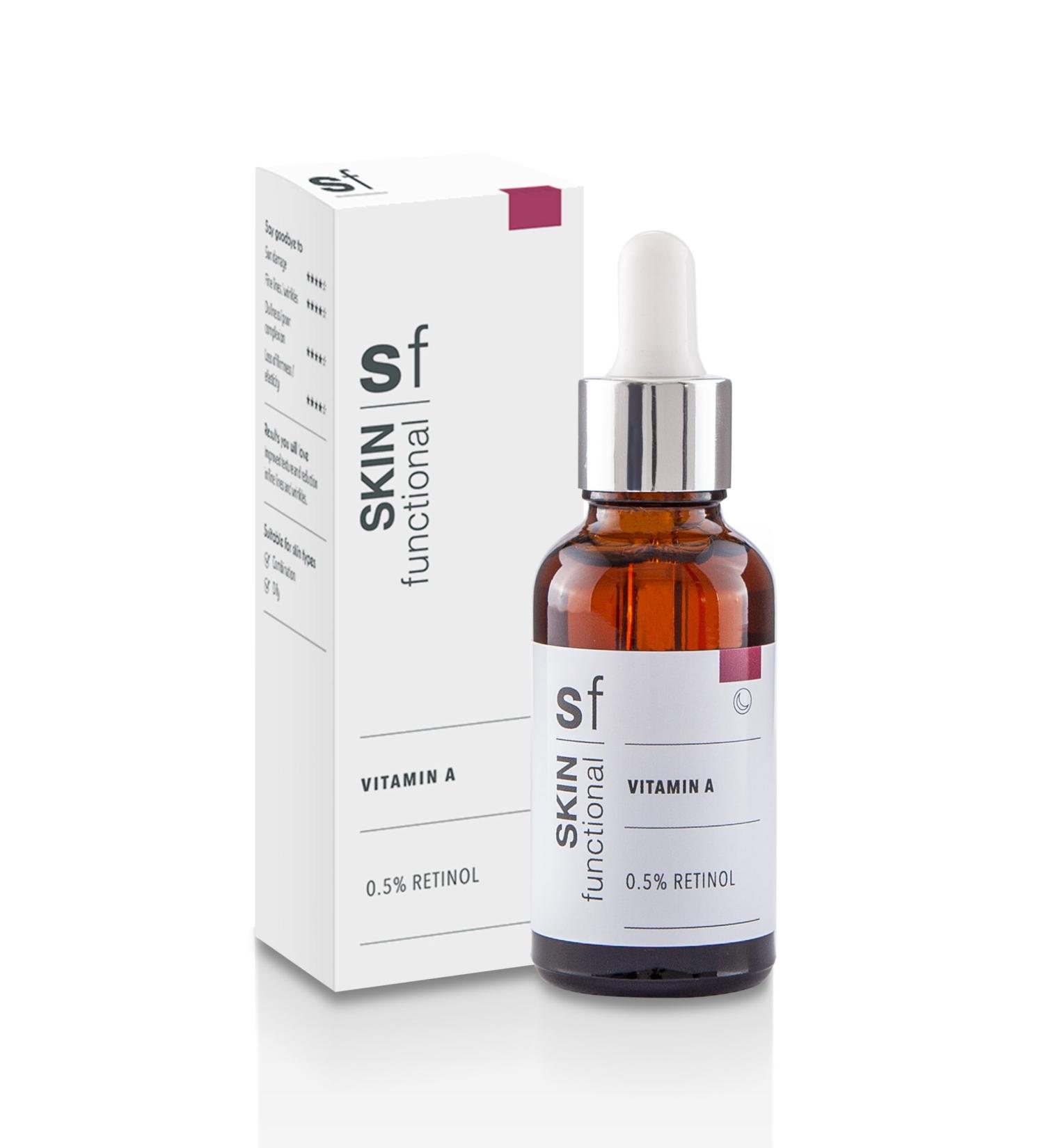 Skin Functional Vitamin A Serum 0.5% Retinol Anti-Ageing Anti-Pigmentation Anti-Acne 30 ml  - Buy Online on GoSupps.com