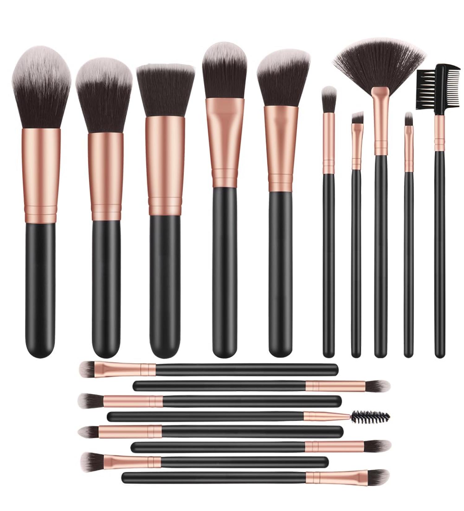 SINZUX Makeup Brushes Set 18 Makeup Brushes Set Soft Synthetic Contour Blush Eyeshadow Concealer Foundation Makeup Brush Set with Sponge and Blender Beauty - Buy Online on GoSupps.com