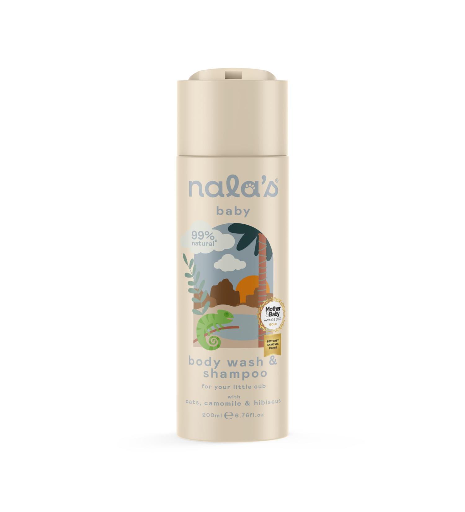 Nala's Baby Body Wash & Shampoo - Award-winning, 99% Natural, Tear-Free, Vegan - Nourishing Oat & Shea Butter - Dermatologist & Pediatrician Approved - 200ml & 400ml - Buy Online on GoSupps.com