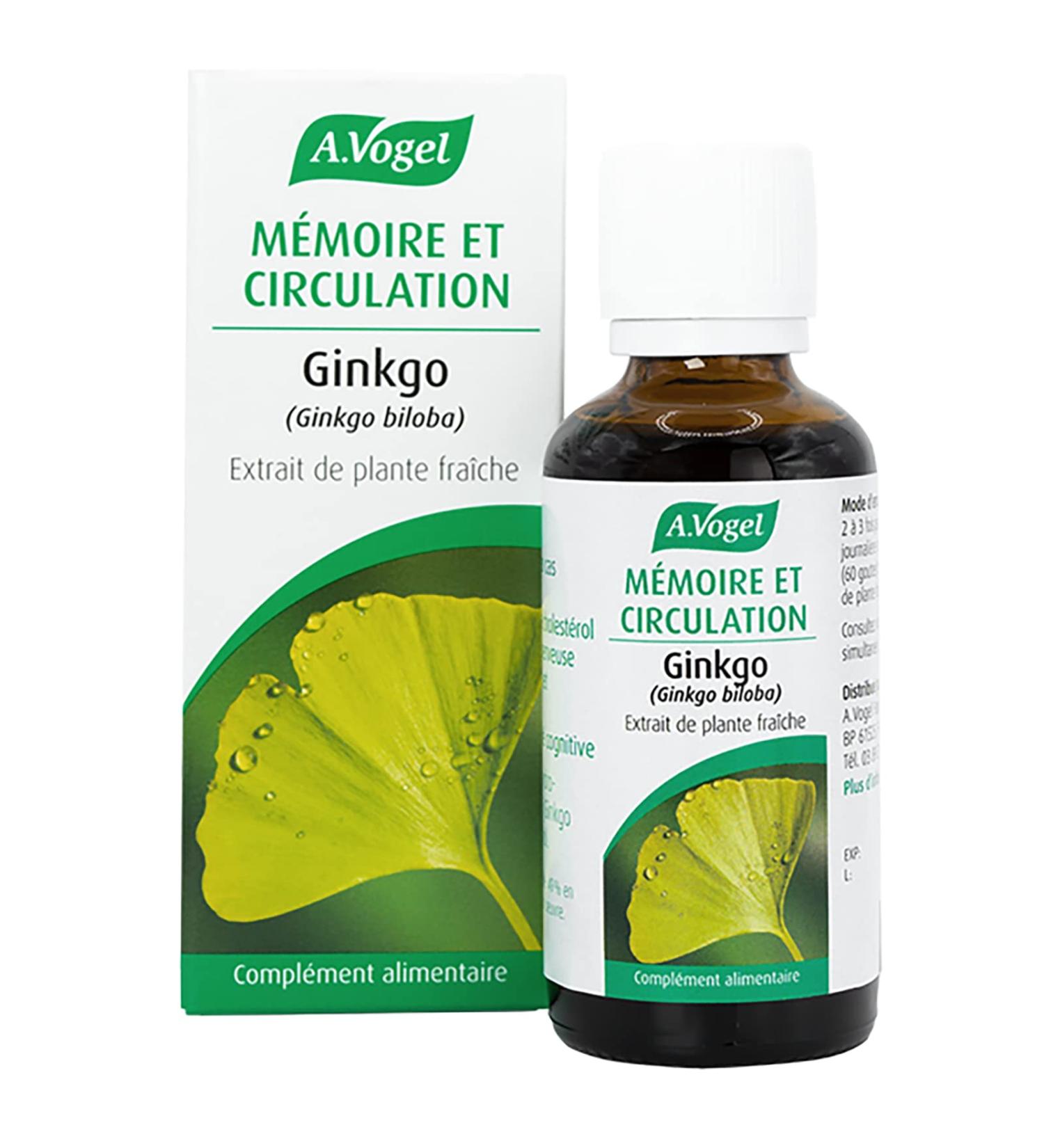 A.VOGEL - Food supplement Memory and circulation - Promotes memory cerebral circulation and increases cognitive capacity - 100% Organic fresh Ginkgo extract - Brain and memory - 50 ml - Buy Online on GoSupps.com