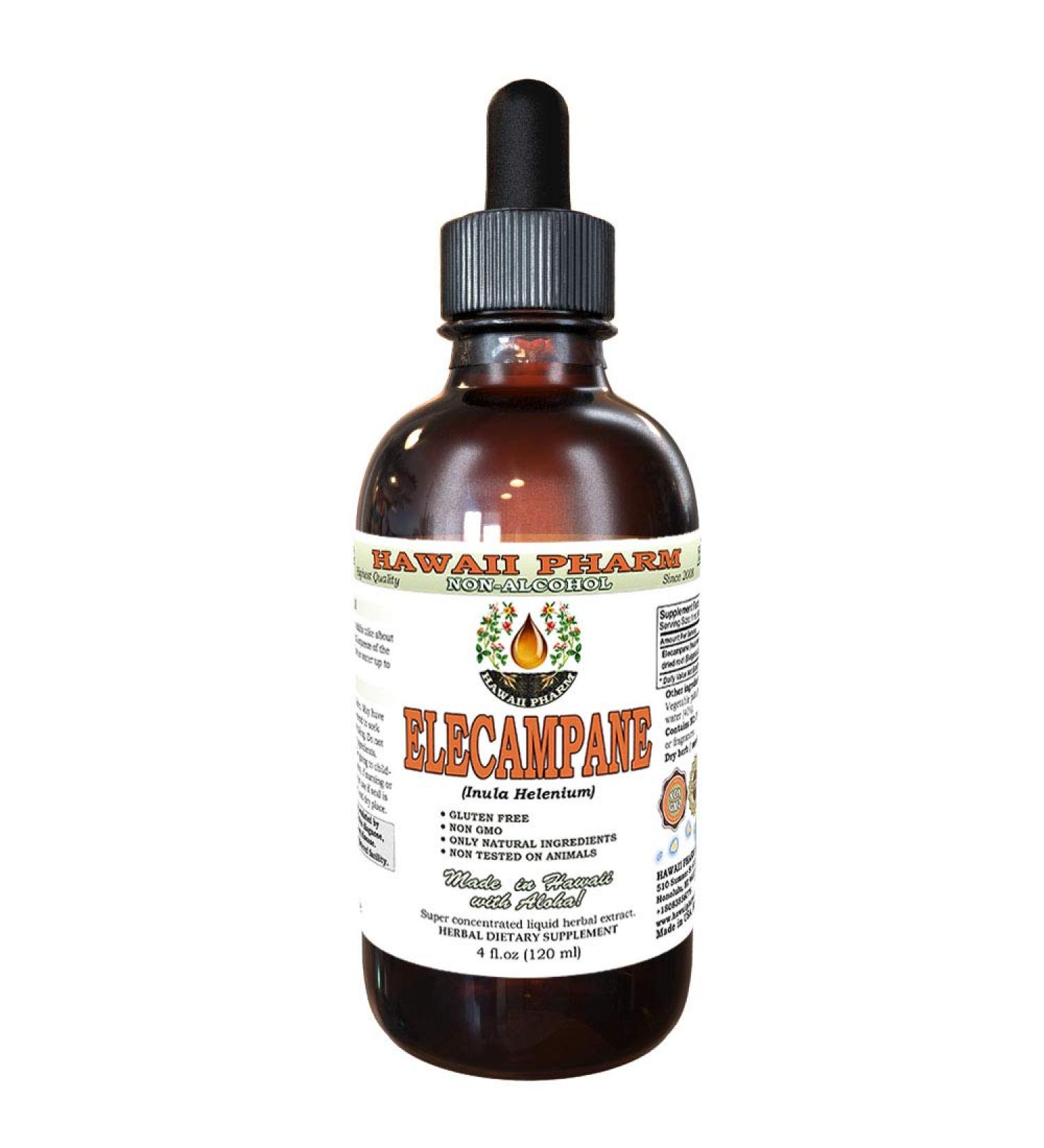 Elecampane Alcohol-Free Liquid Extract Organic Elecampane (Inula Helenium) Dried Root Glycerite Hawaii Pharm Natural Herbal Supplement 4 oz - Buy Online on GoSupps.com