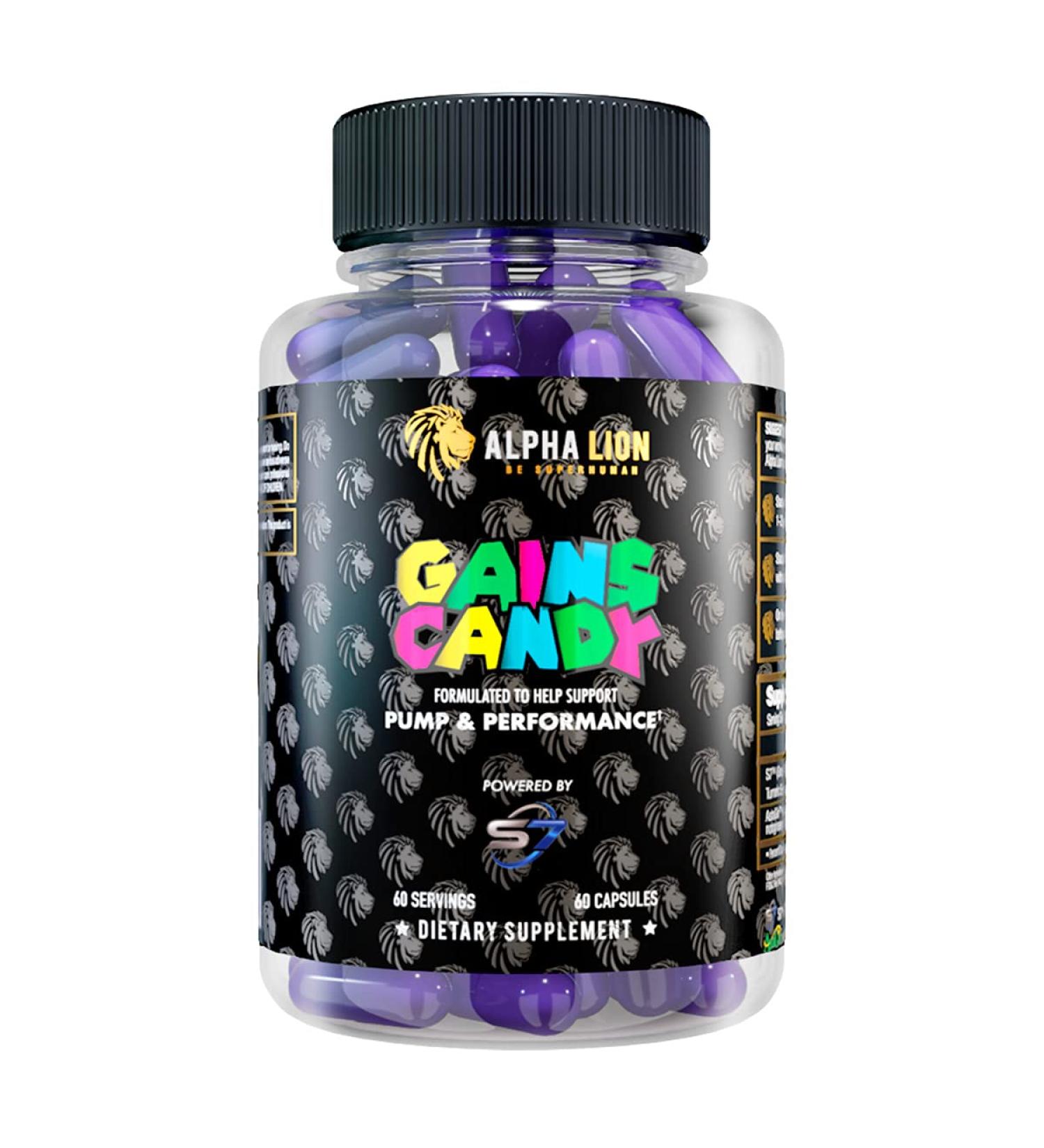 ALPHA LION Gains Candy Supplement Pills for Muscle Pump & Blood Flow Nitric Oxide Booster Supports Mental Focus Use Daily to Upgrade Workout Performance 60 Capsules (S7) - Buy Online on GoSupps.com