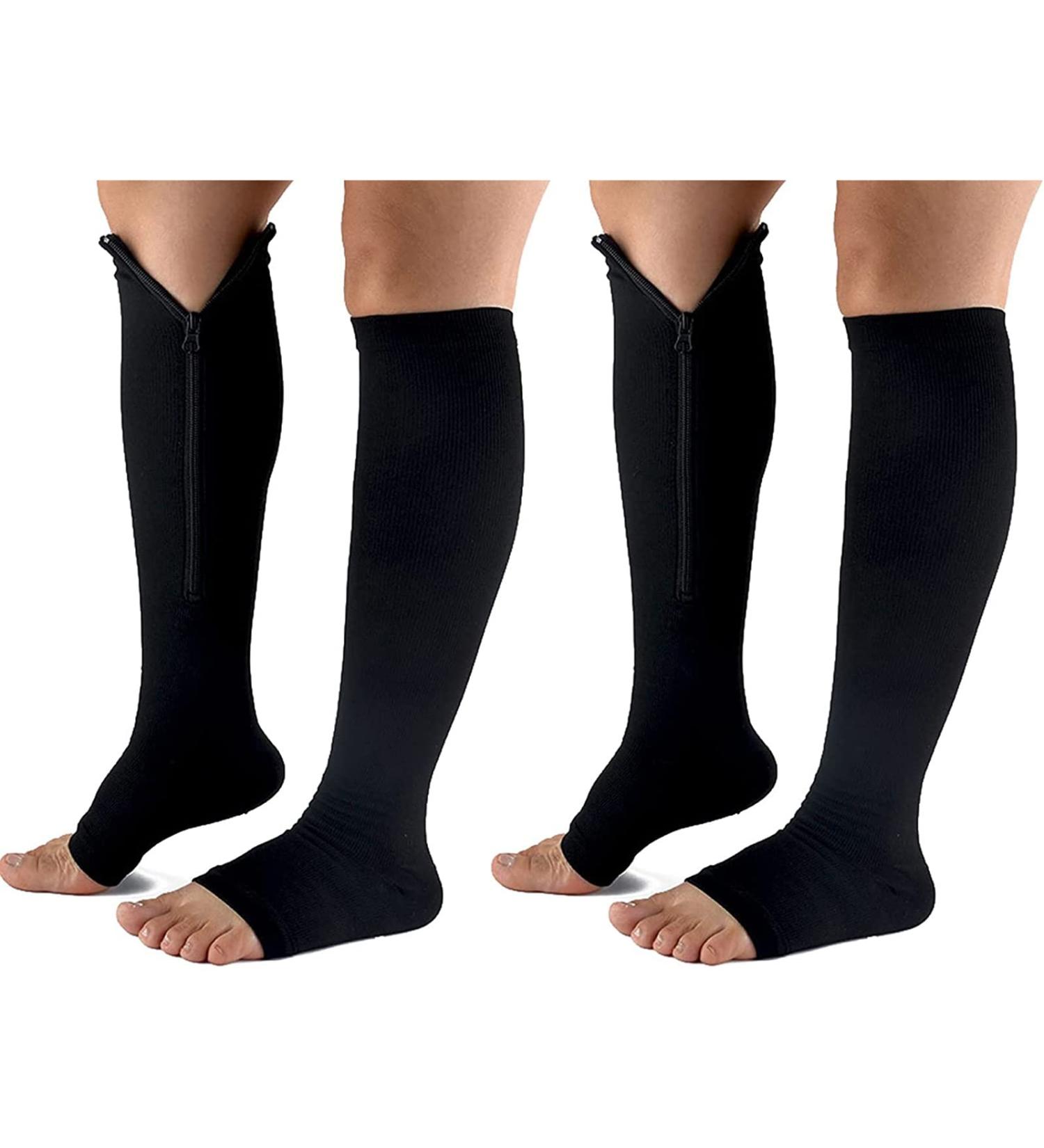 Buy Sxhmsal Medical Compression Stockings with Zipper for Fat Burning & Blood Circulation 2.2XL Black | International Shipping Available - Buy Online on GoSupps.com