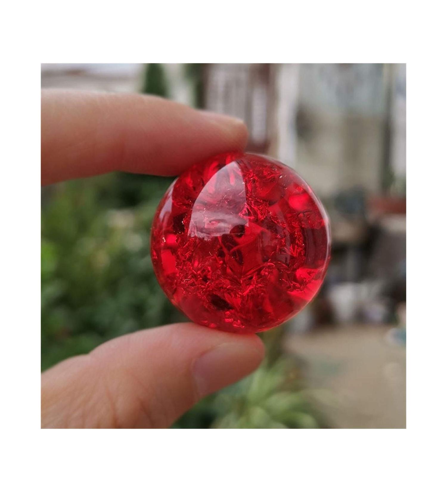 Fennchun crystal ice rack ball water wells bonsai glass ball main decoration ornaments feng shui figure marble ball gifts (color: red size: 30mm) 30mm red
