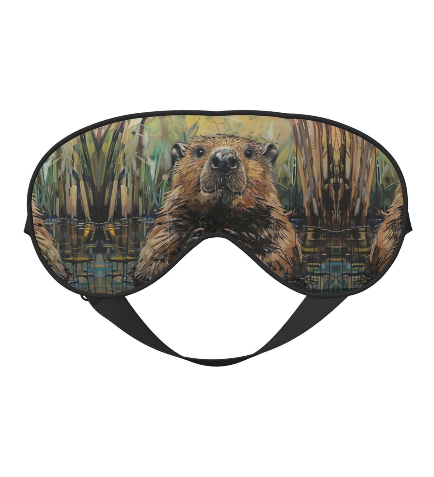 SSIMOO Beaver Print Double-Sided Eye Mask - Soft Light Blocking Sleep Mask for Enhanced Quality Sleep - Black - Buy Online on GoSupps.com