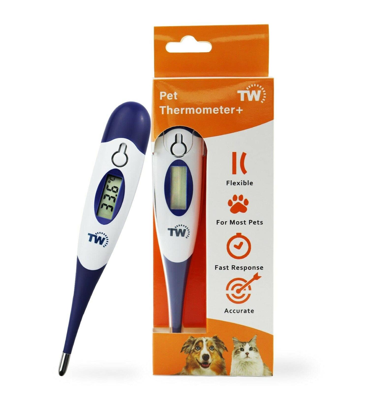 Digital Pet Thermometer For Animal Owners of Dogs Cats Horses Vets Flexible Temperature Probe Includes Veterinary Hobdays Chart - Buy Online on GoSupps.com